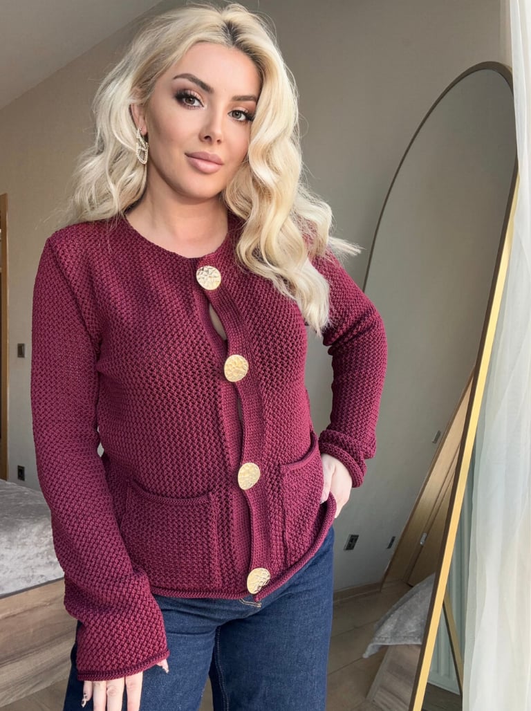 BORDO GOLD DÜĞMELİ HIRKA