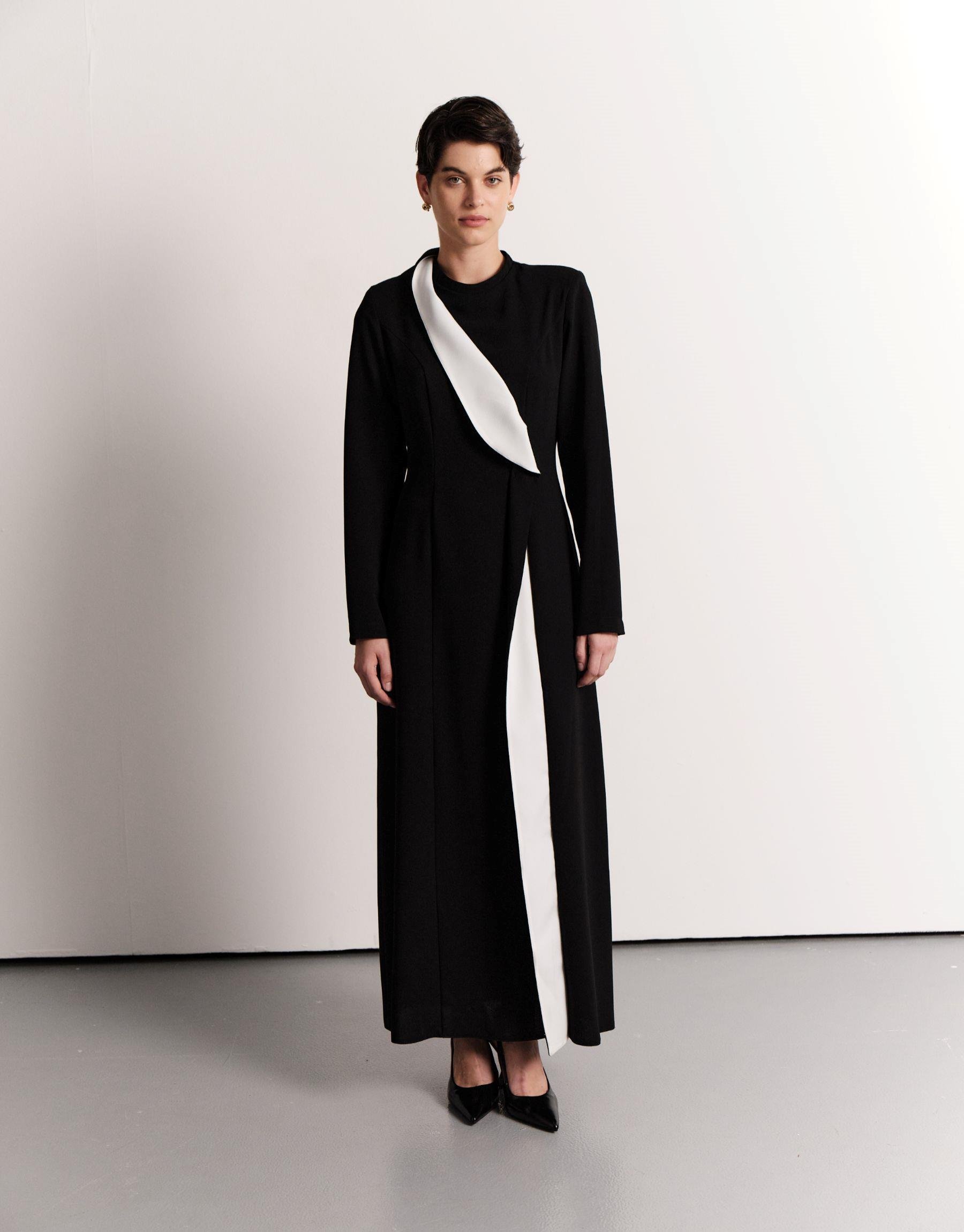 Aller Parçalı Fit Elbise Siyah