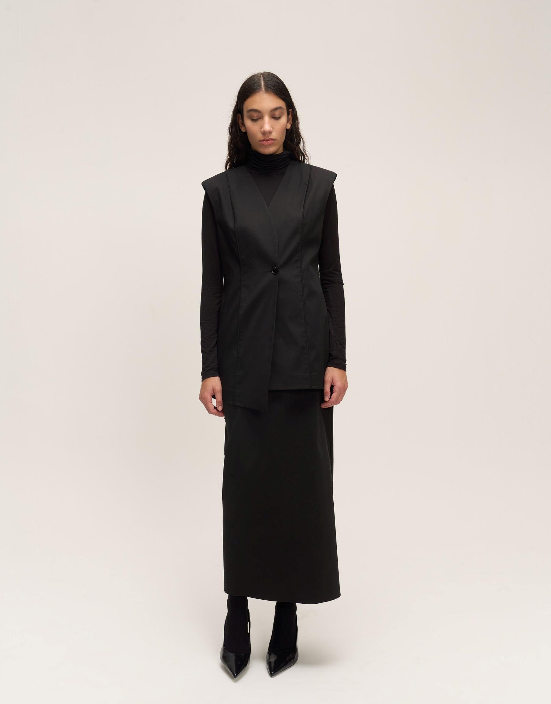 Asimetrik Yelek Siyah