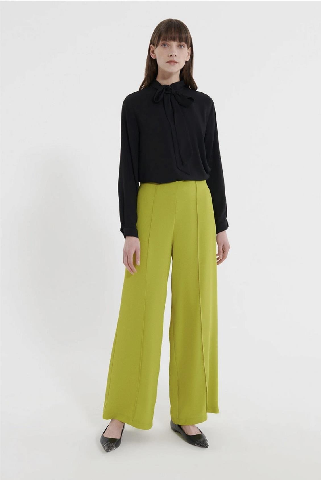 BOL KESİM ÜTÜ İZLİ PANTALON OLİVE 