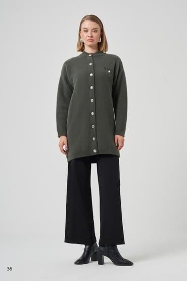 Broş Detaylı Angora Hırka