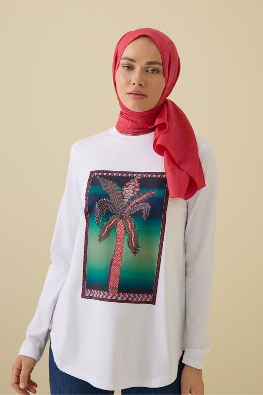 Dama Desen Fuşya Naia Pamuk Şal