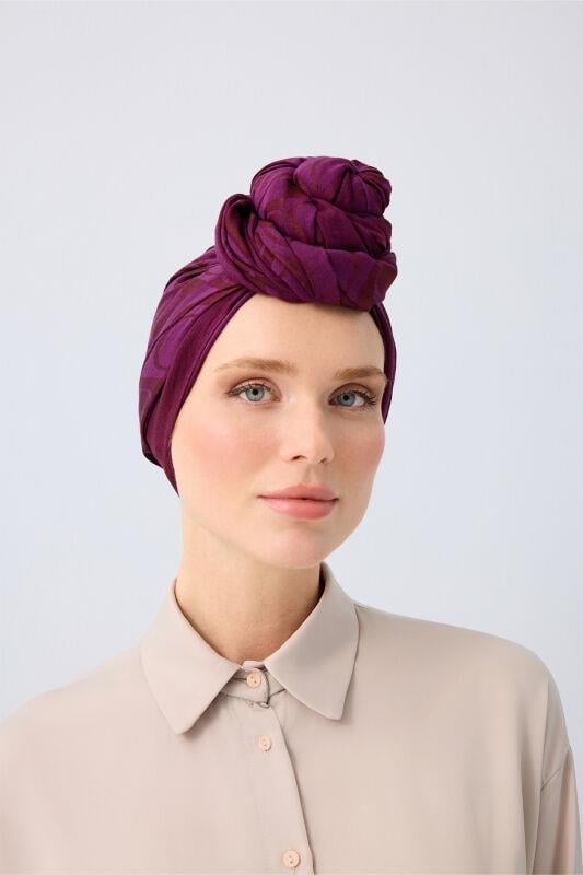 Dama Desen Mürdüm Naia Pamuk Şal