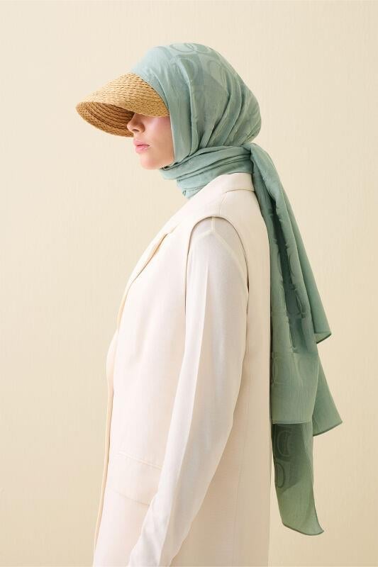 Dama Desen Nil Yeşili Naia Pamuk Şal 