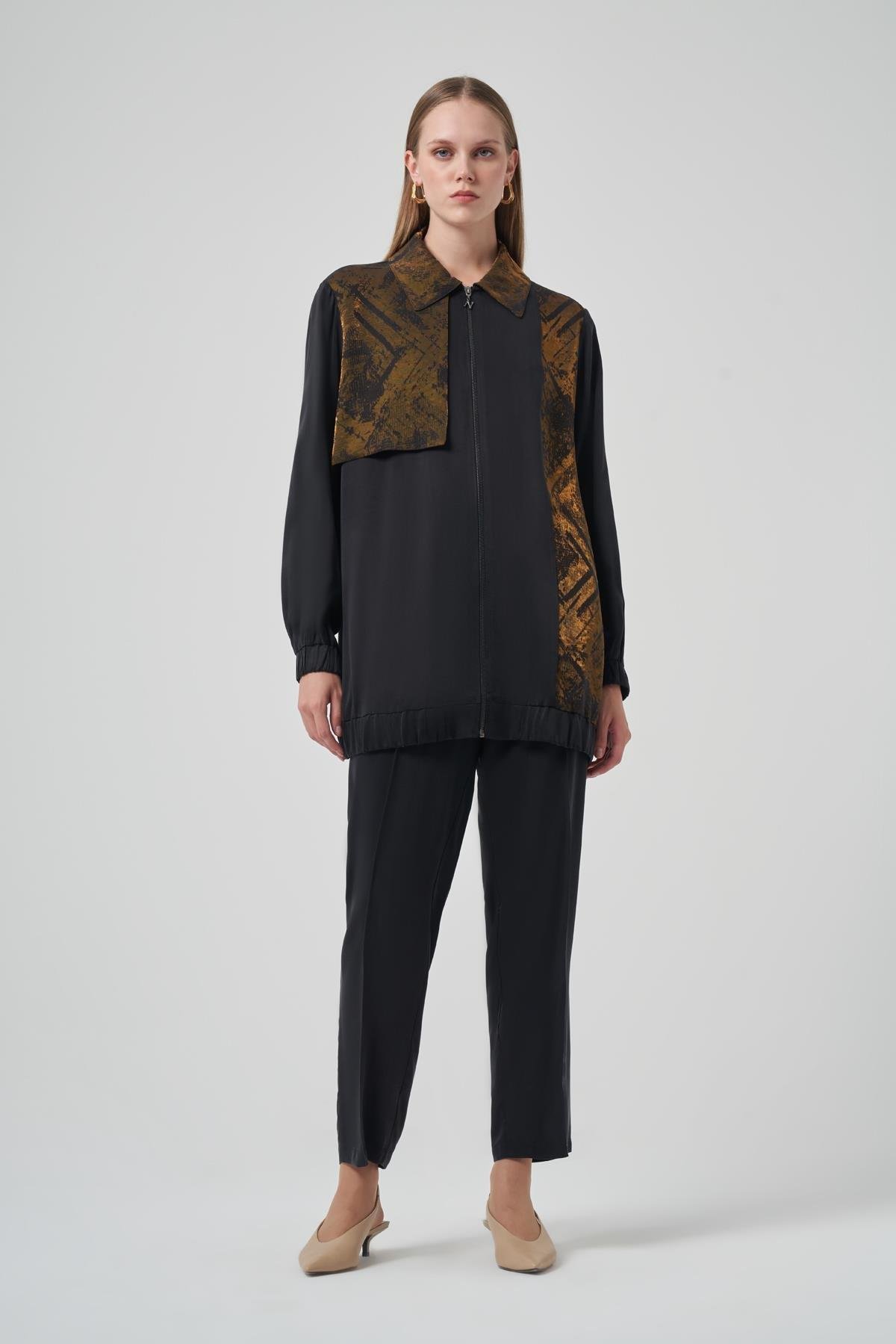 Desenli İpek Qupra Takım 