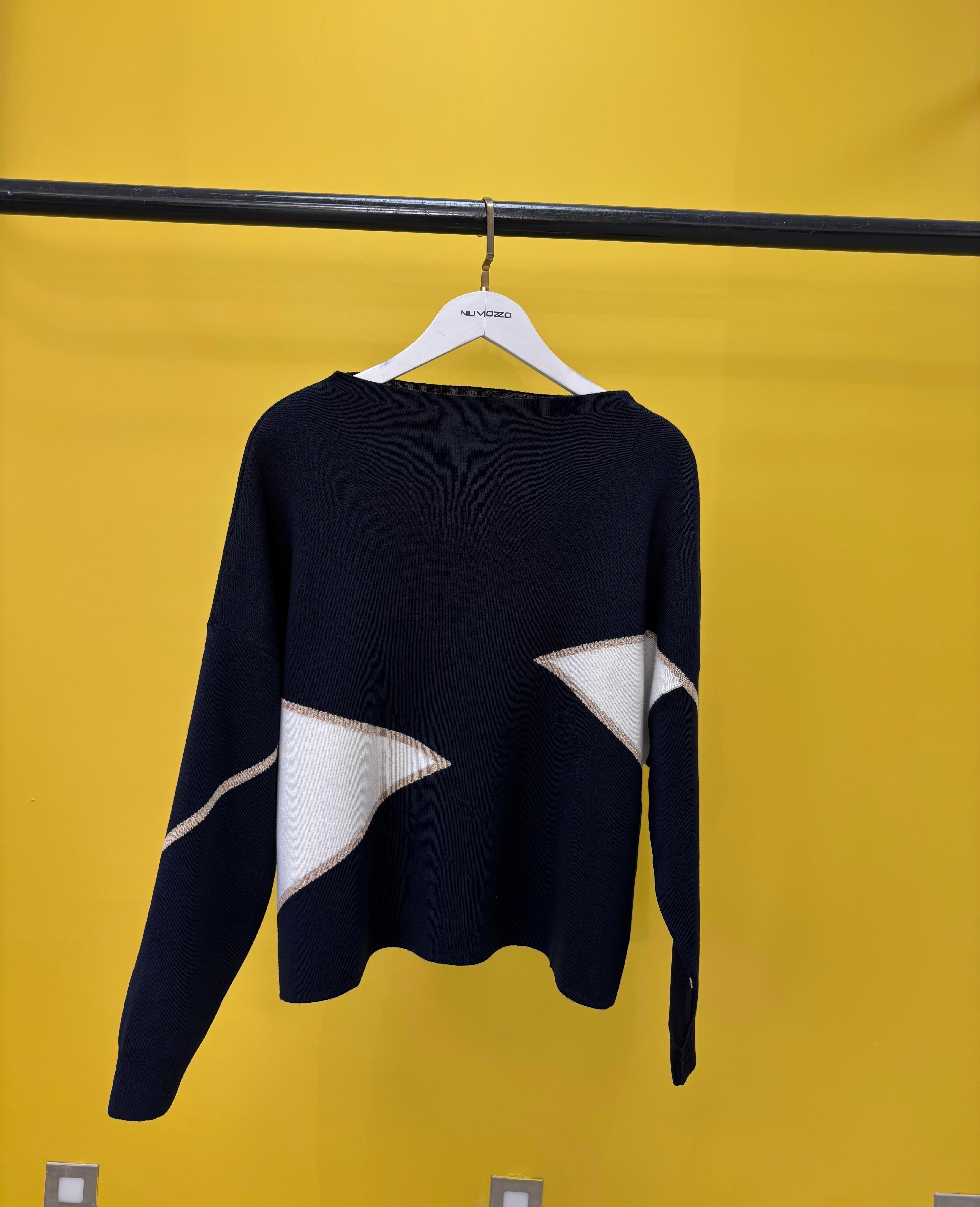 Geometrik Triko Bluz Lacivert