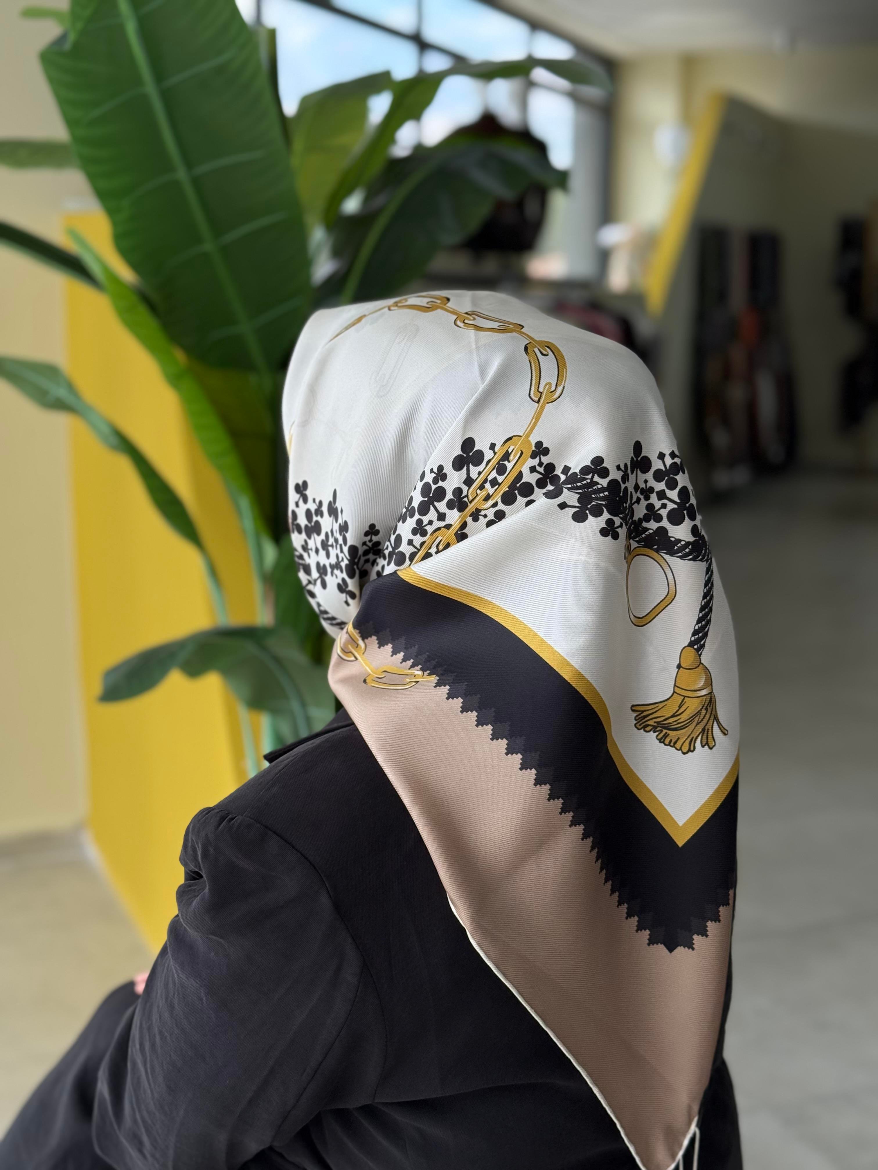 Golden Loop Twill Eşarp - Ekru