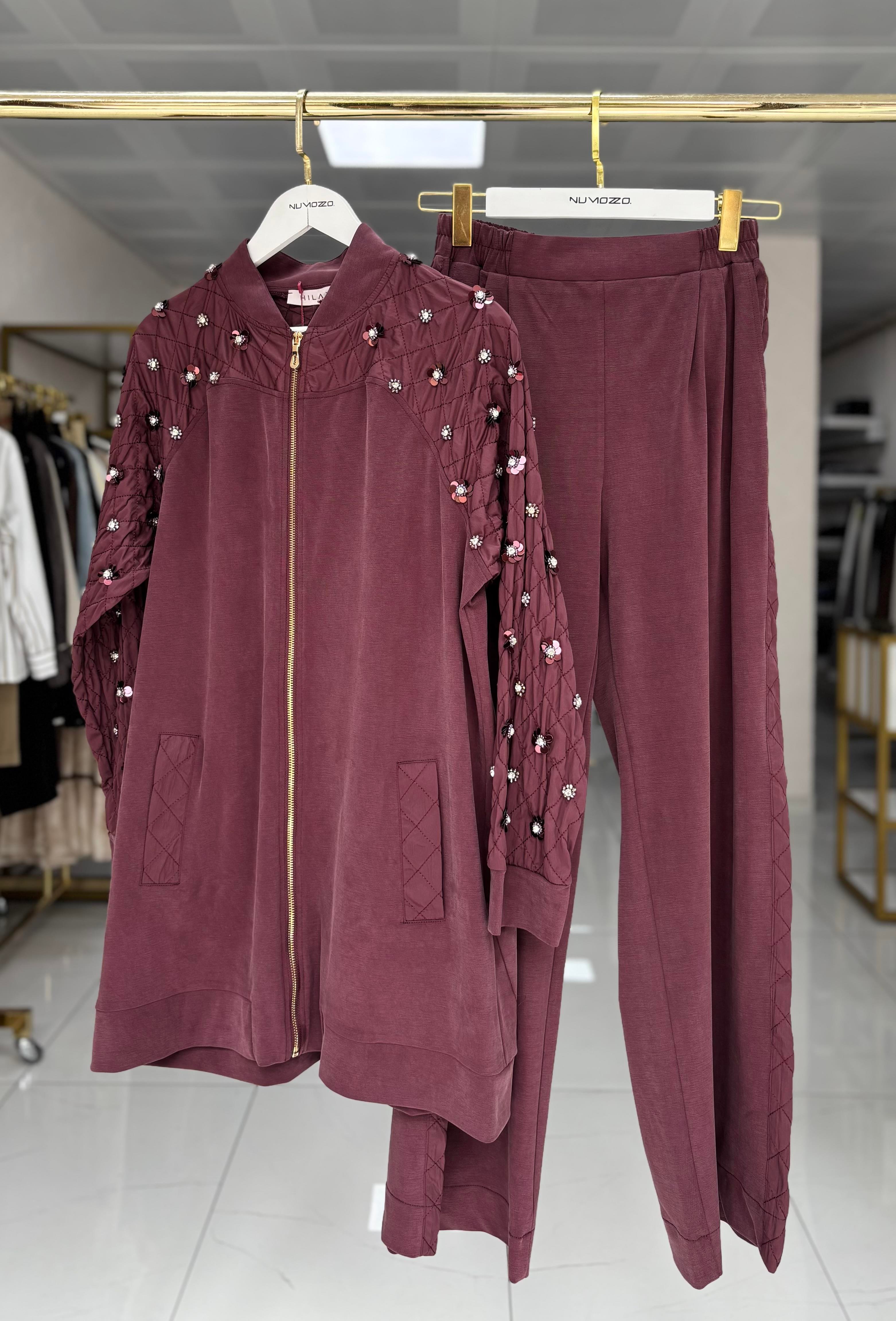 Helen Pantolonlu Takım Mürdüm