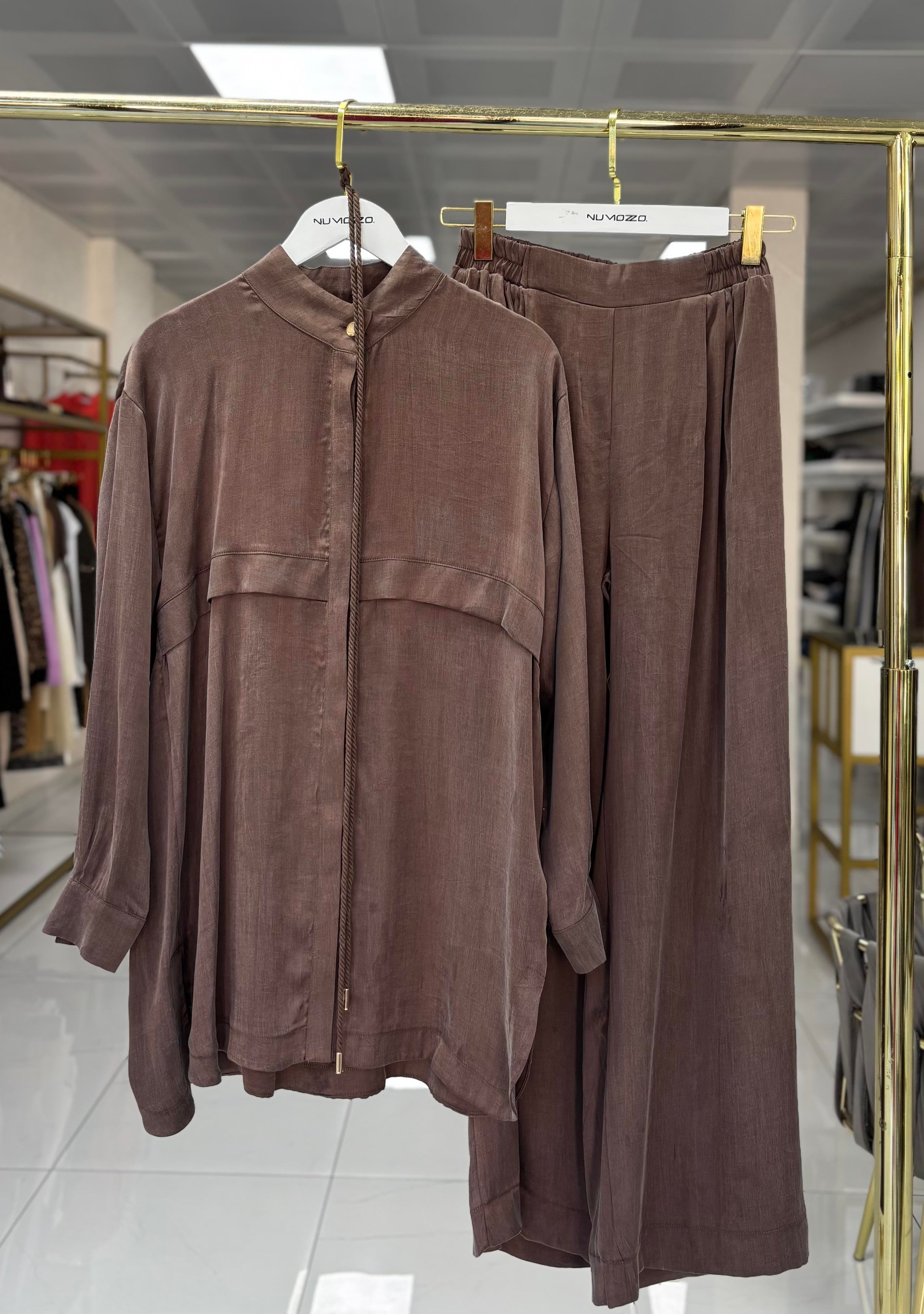 Jasmy Pantolonlu Takım Kahverengi