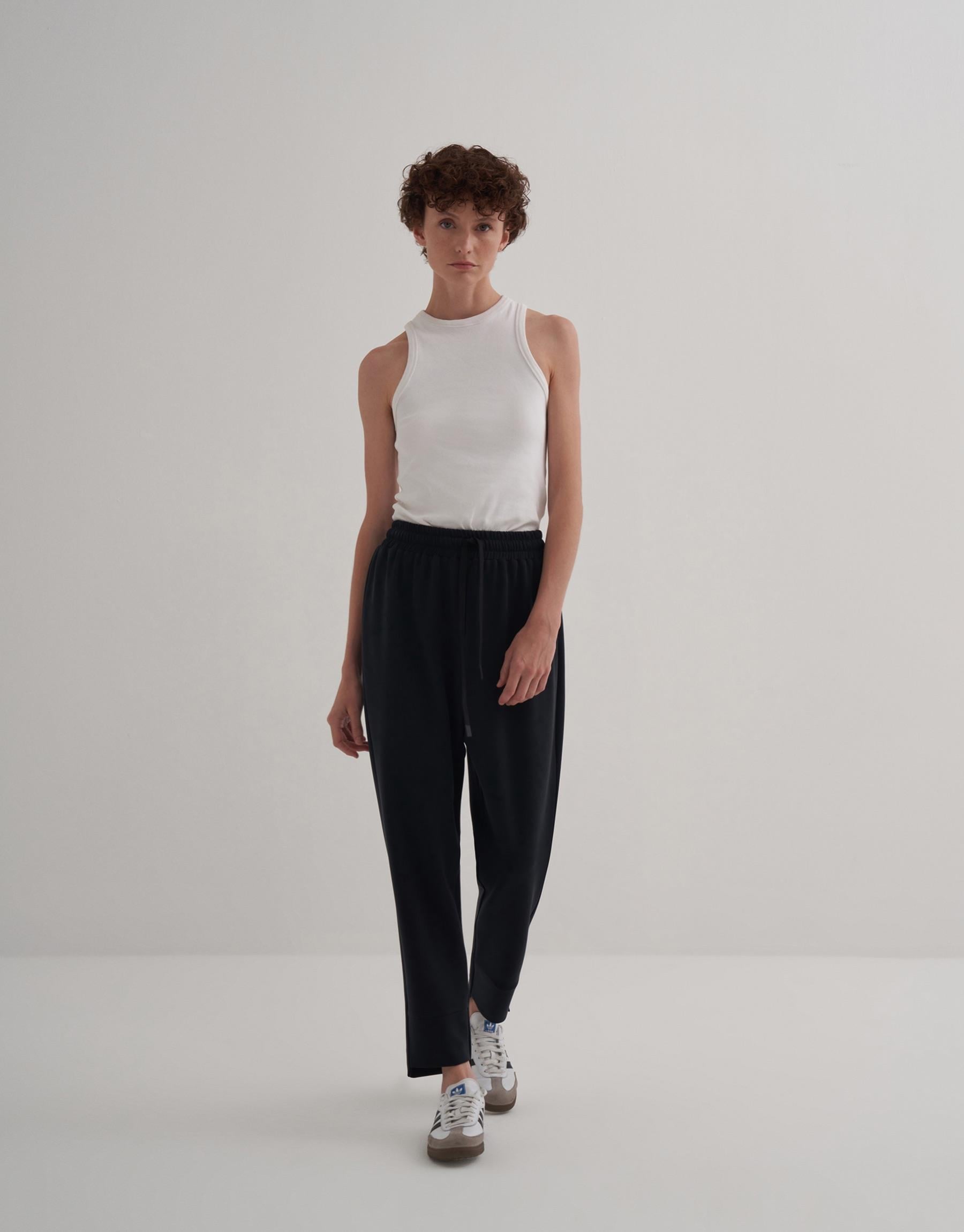 KK Design Modal Paça Detaylı Pantolon Siyah