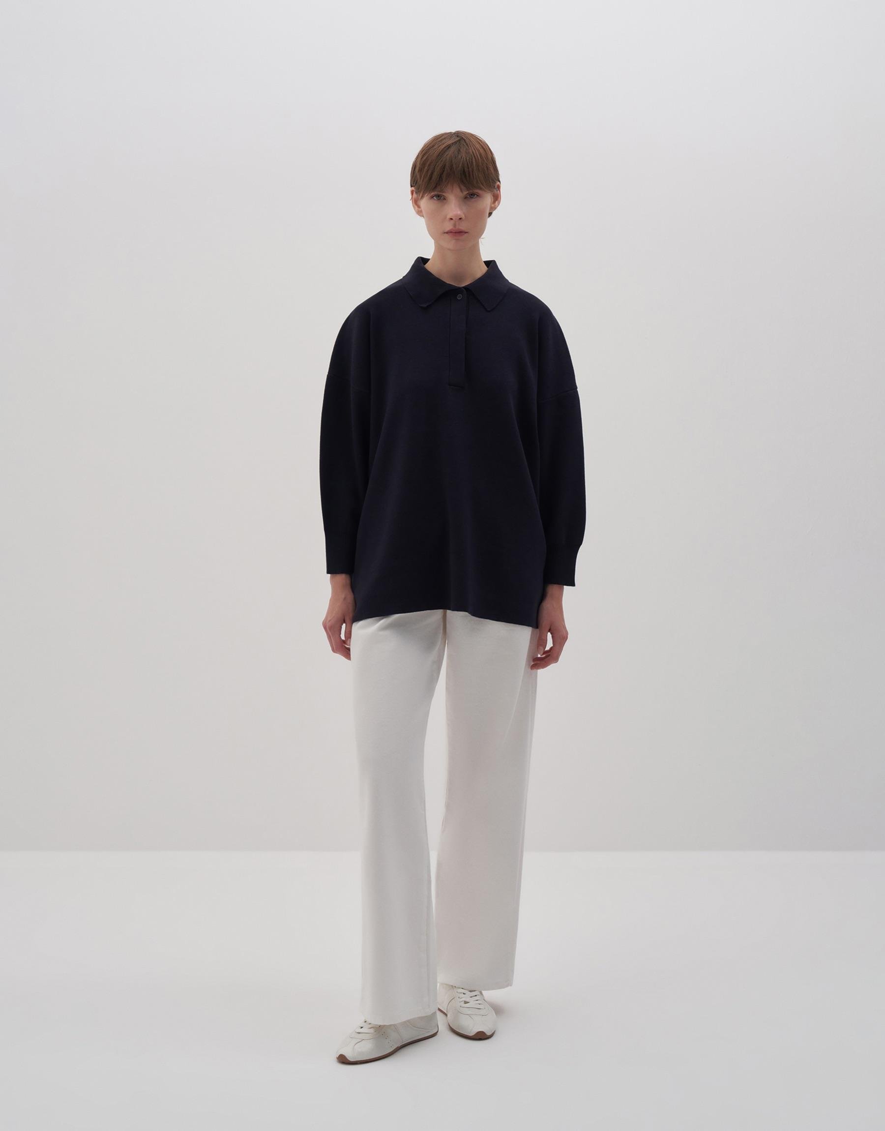 KK Design Pamuk Polo Yaka Triko Kazak Lacivert