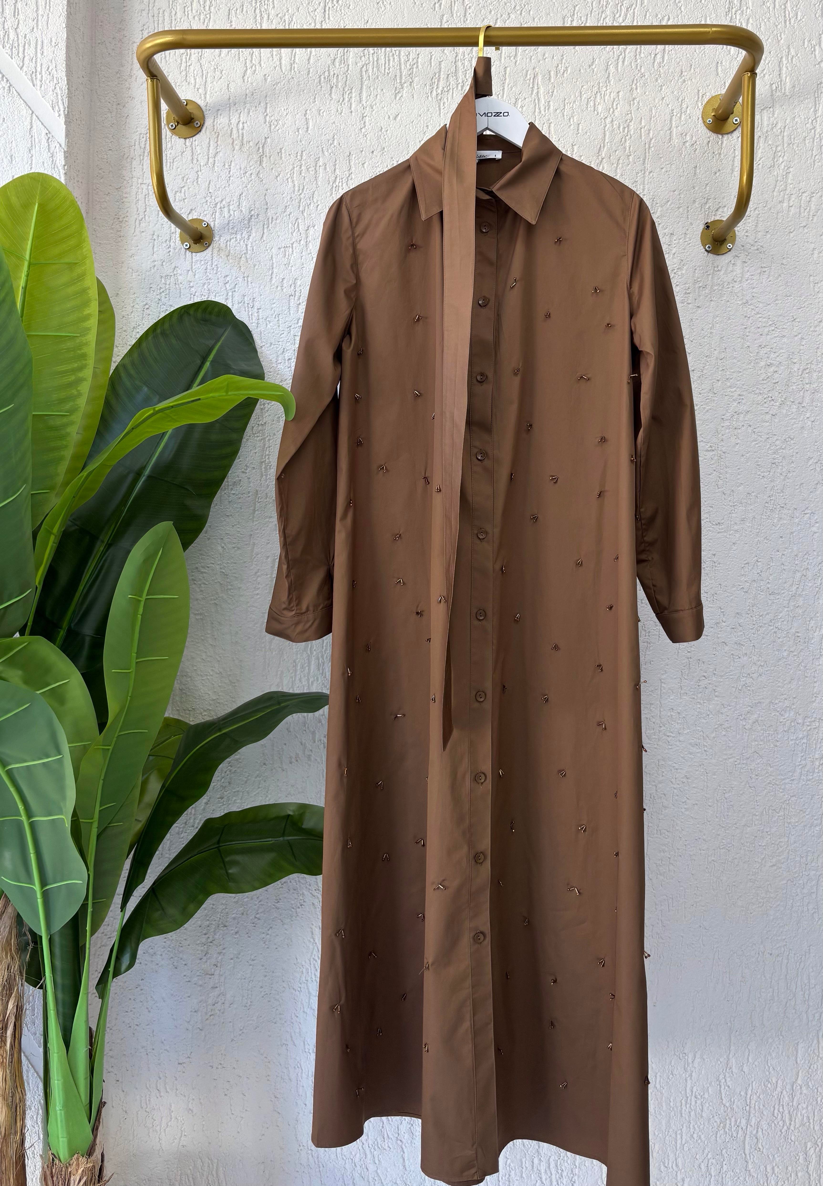 Lisa Exclusive Elbise Kahve 