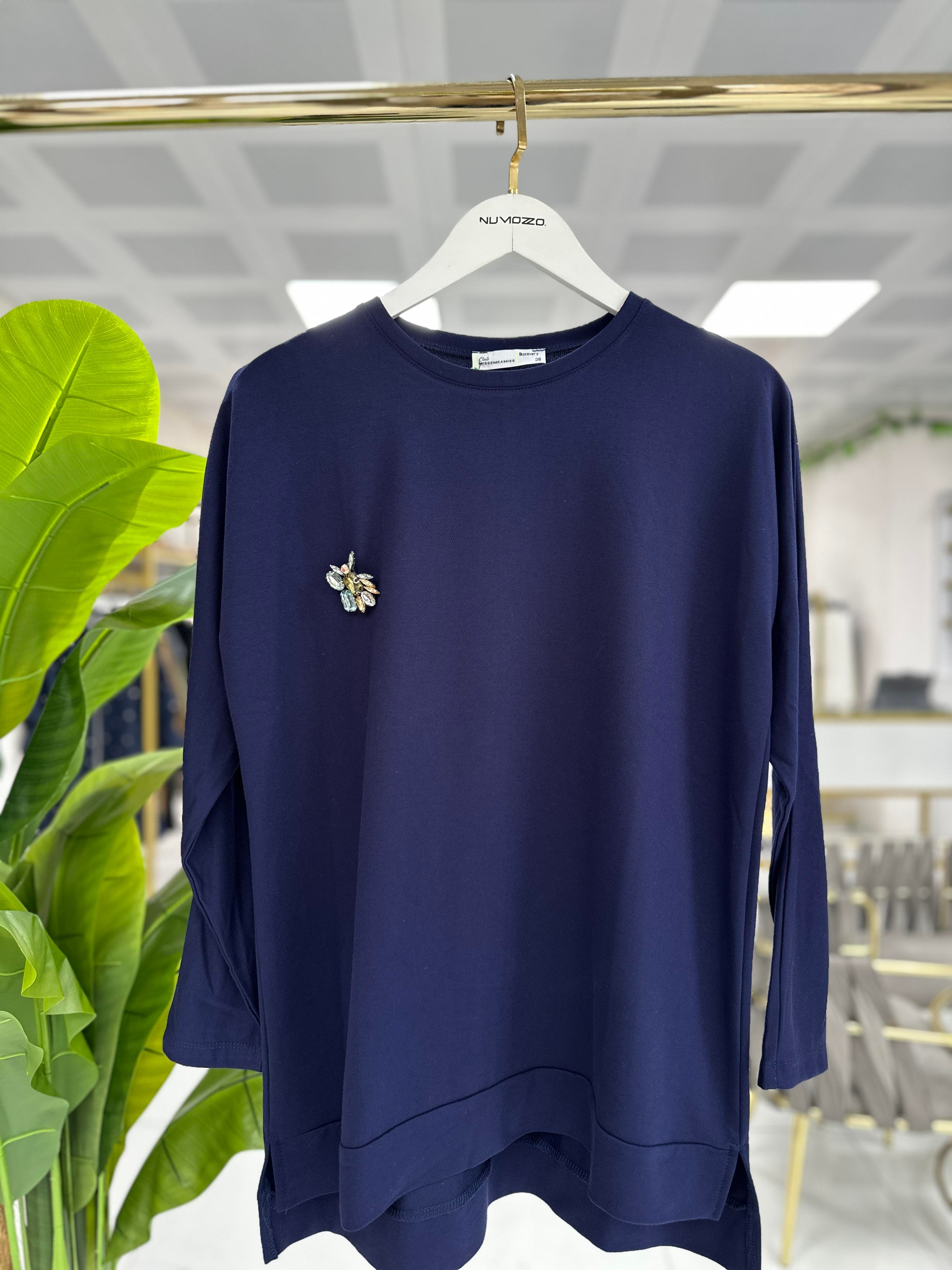 Missemramiss İpek Pamuk Bluz Lacivert 