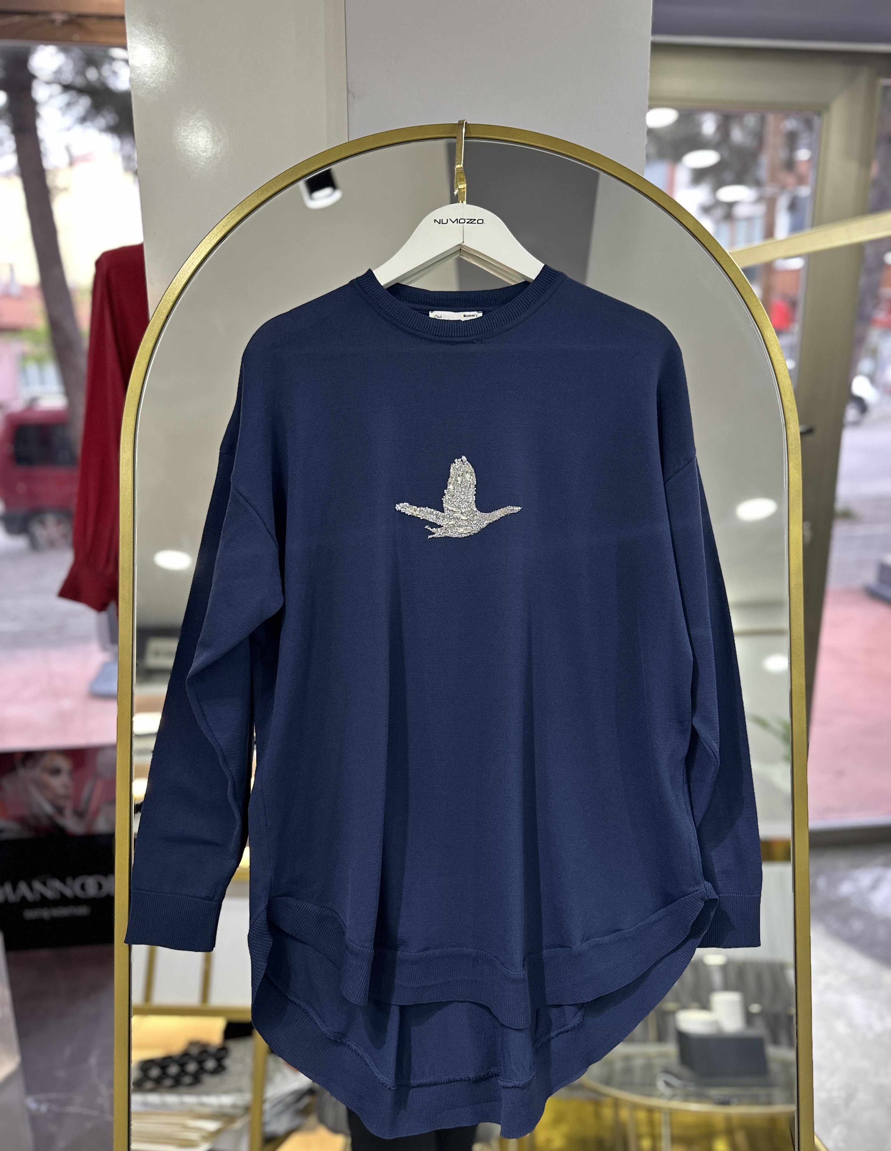 MİSSEMRAMİSS MERSERİZE BLUZ LACİVERT