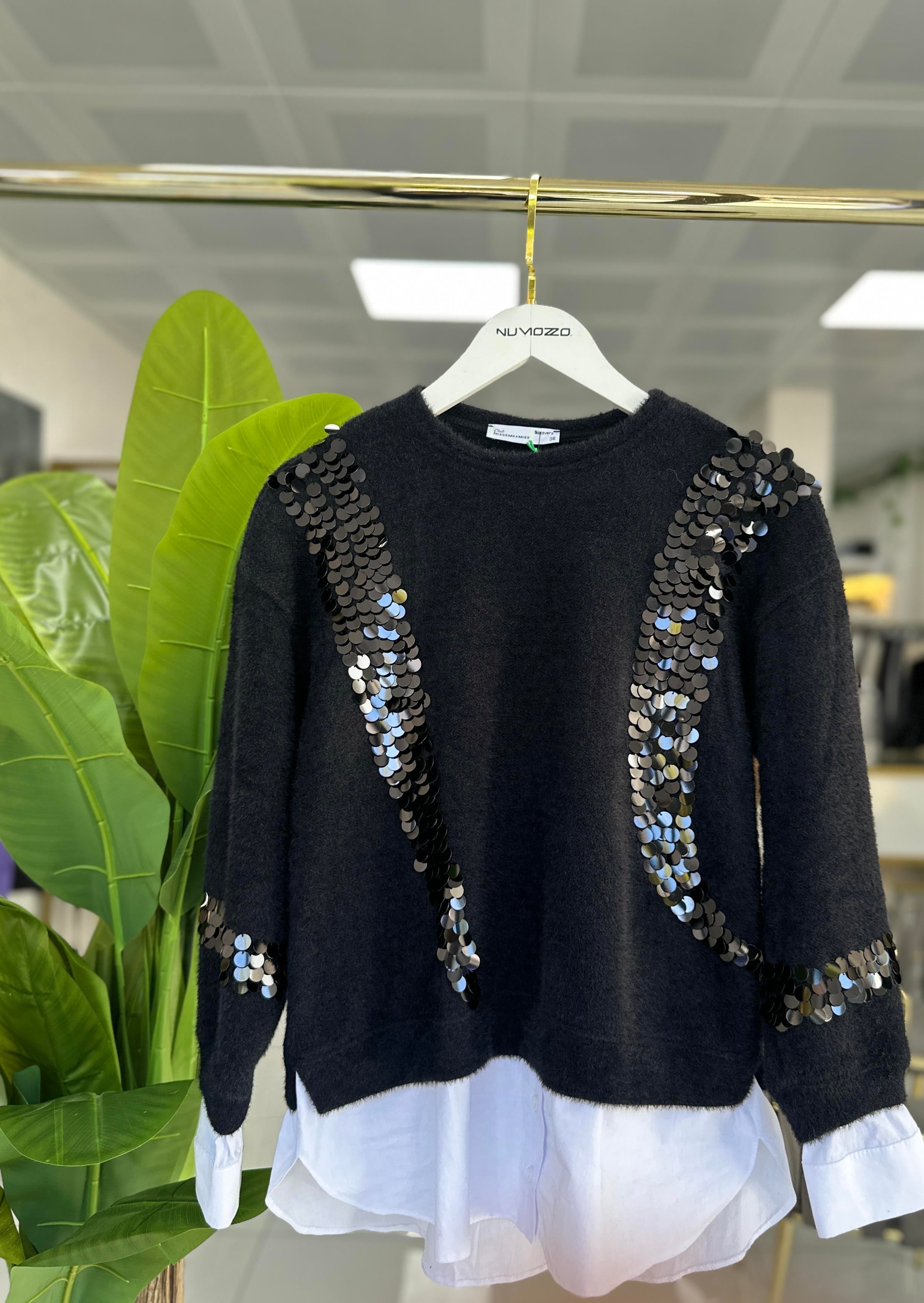 Missemramiss Pullu Gömlek Garni Angora Tunik Siyah