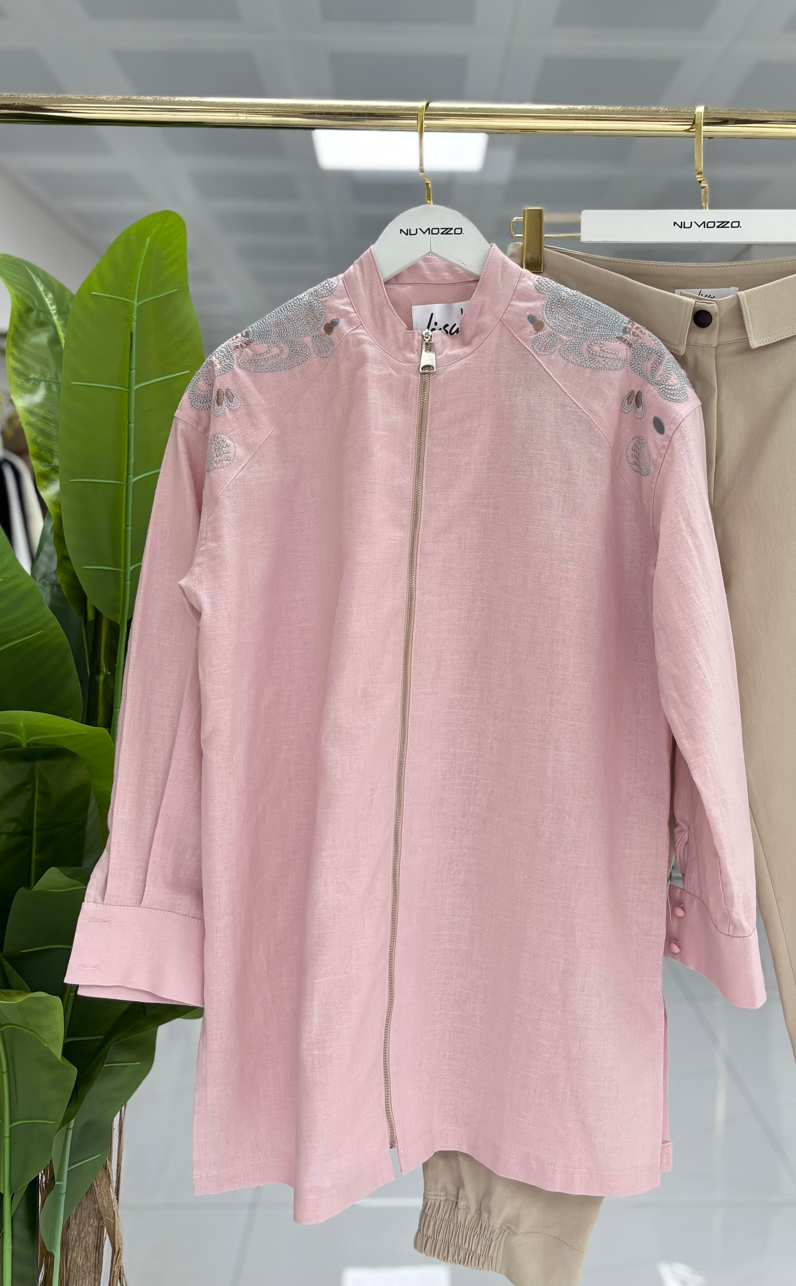 Nakışlı Keten Ceket