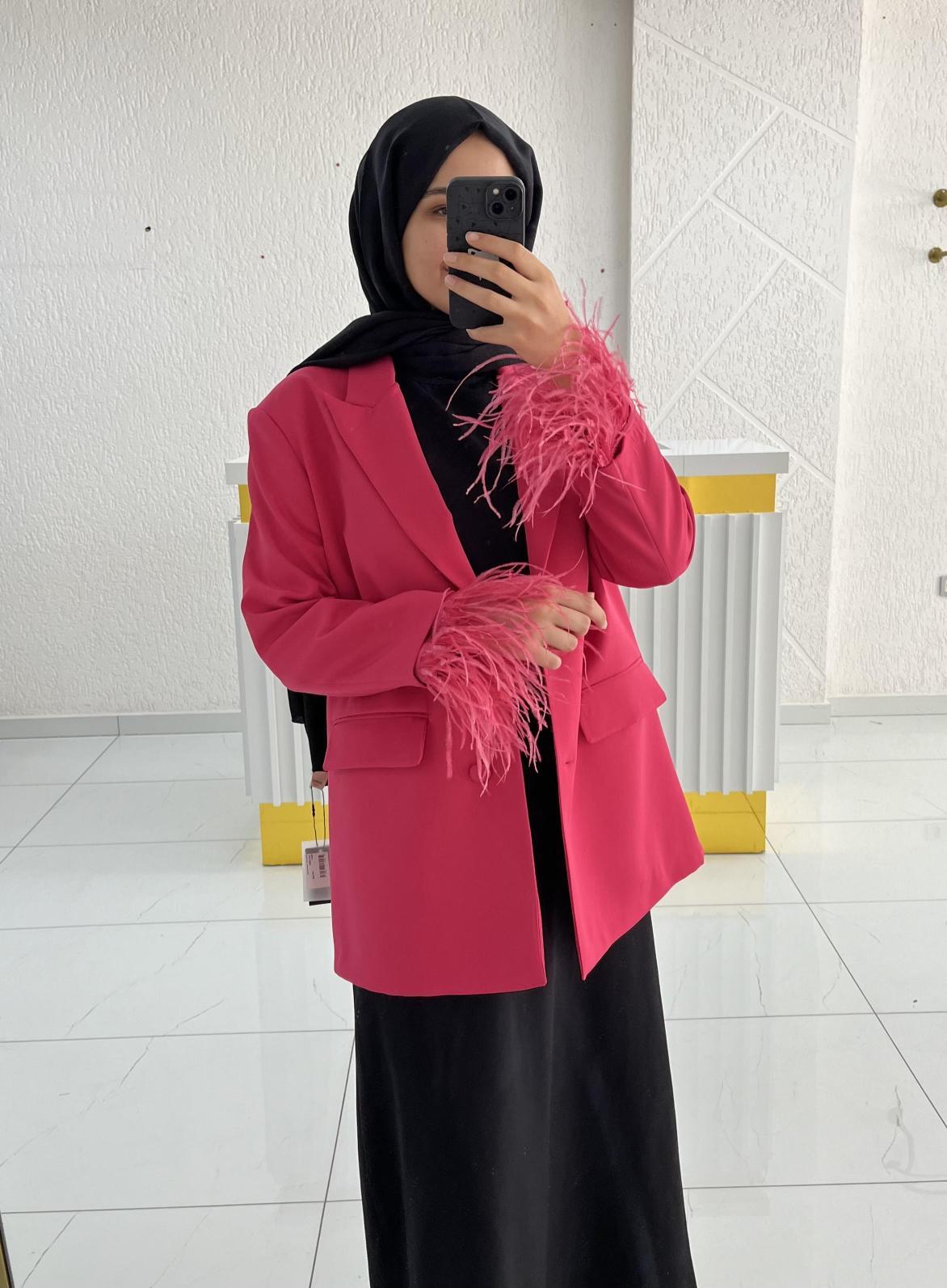 OTRİŞ DETAYLI CEKET FUŞYA 