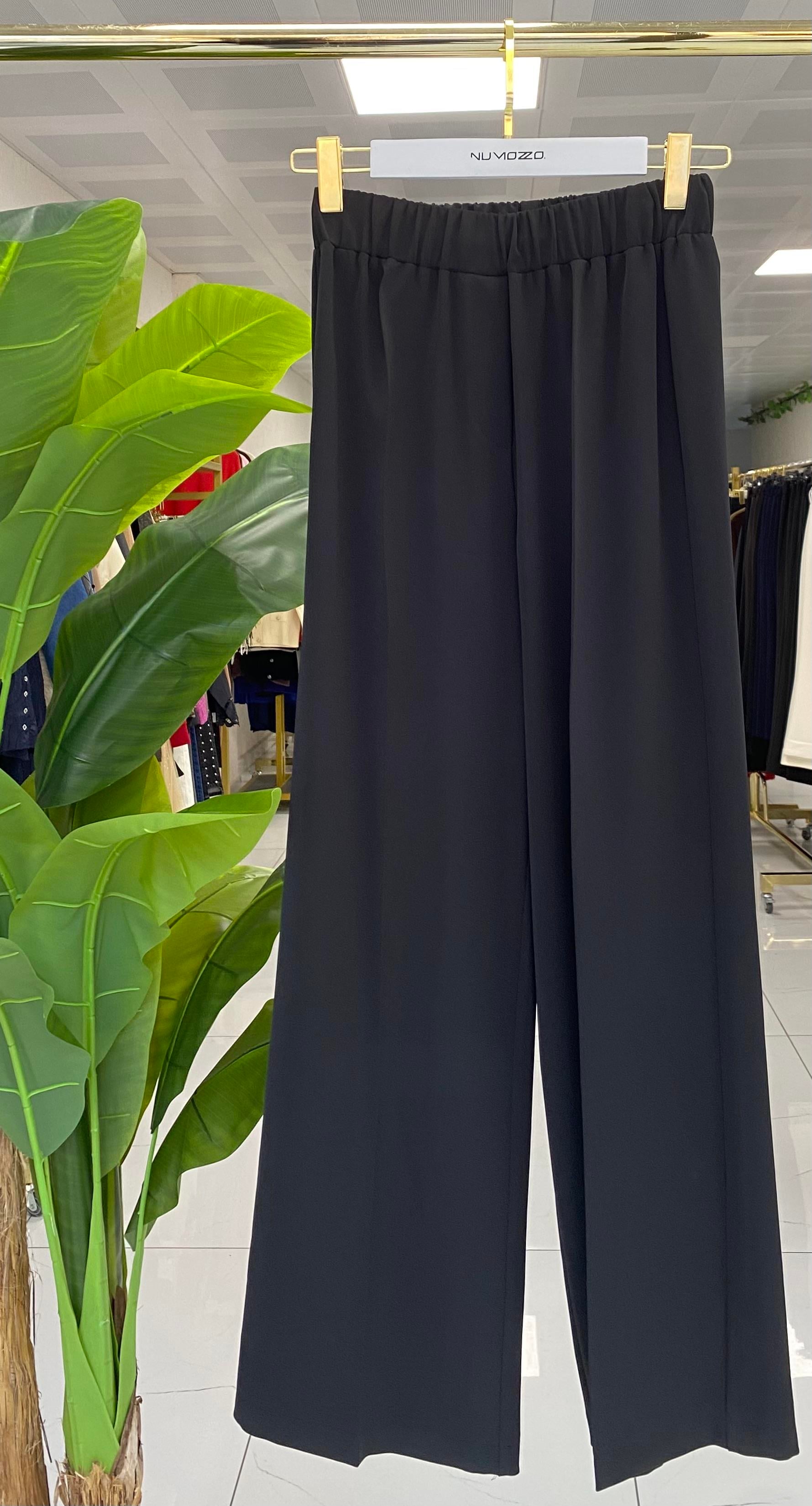Sentez Colmar Beli Lastikli Geniş Paça Pantolon Siyah