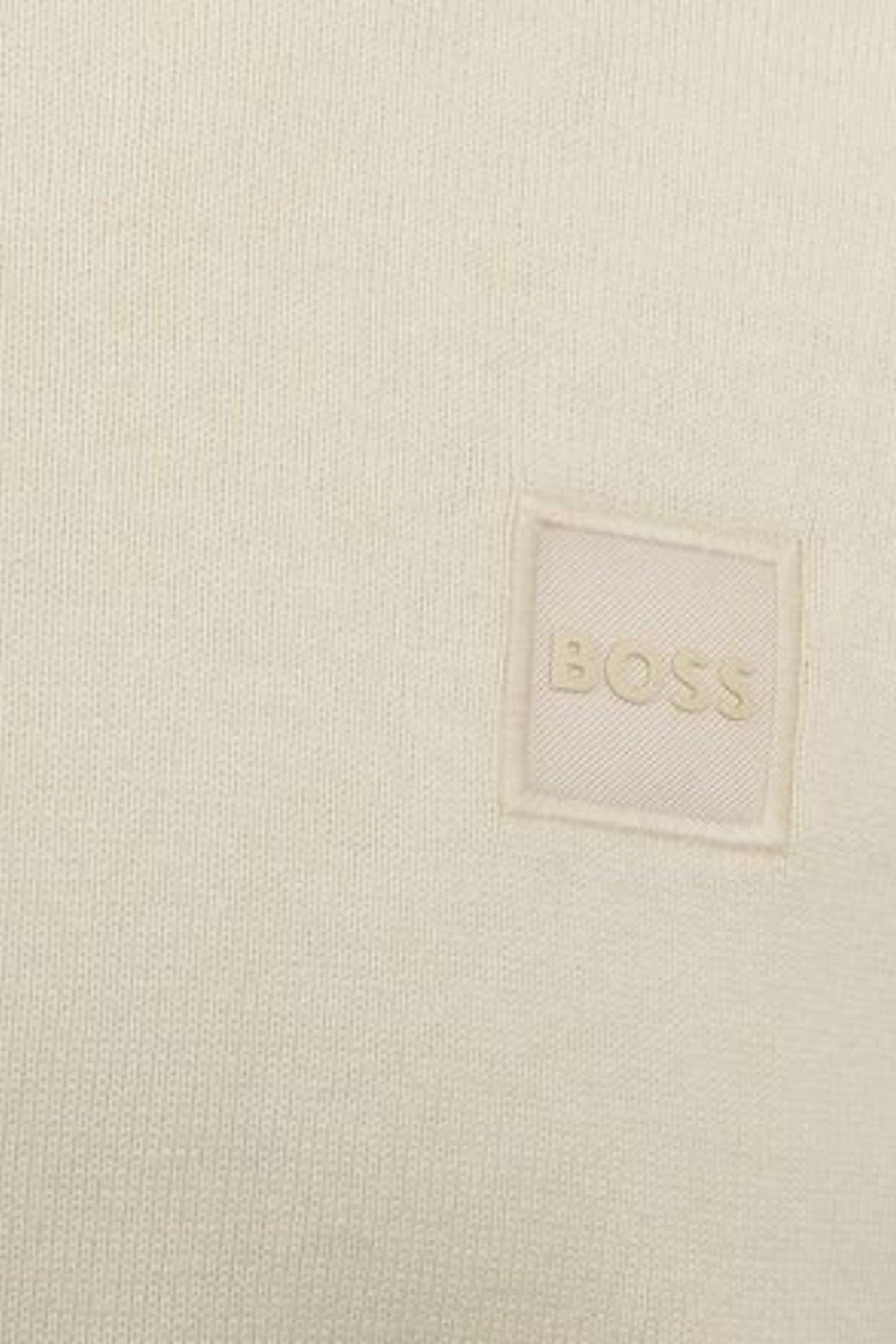 Boss Bisiklet Yaka Erkek Triko Kazak Krem