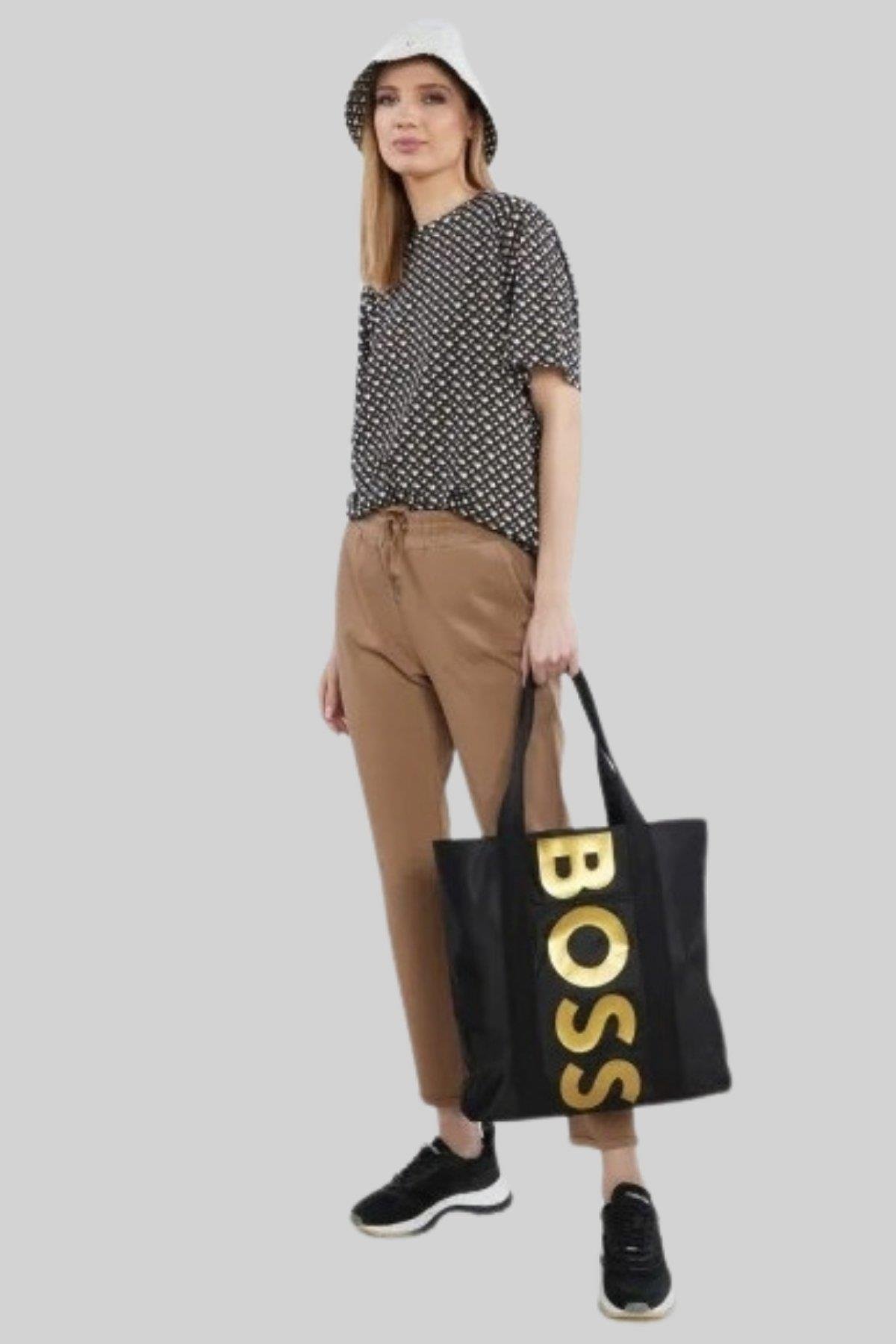 Boss Bisiklet Yaka Kadın Renkli T-Shirt Çok Renkli