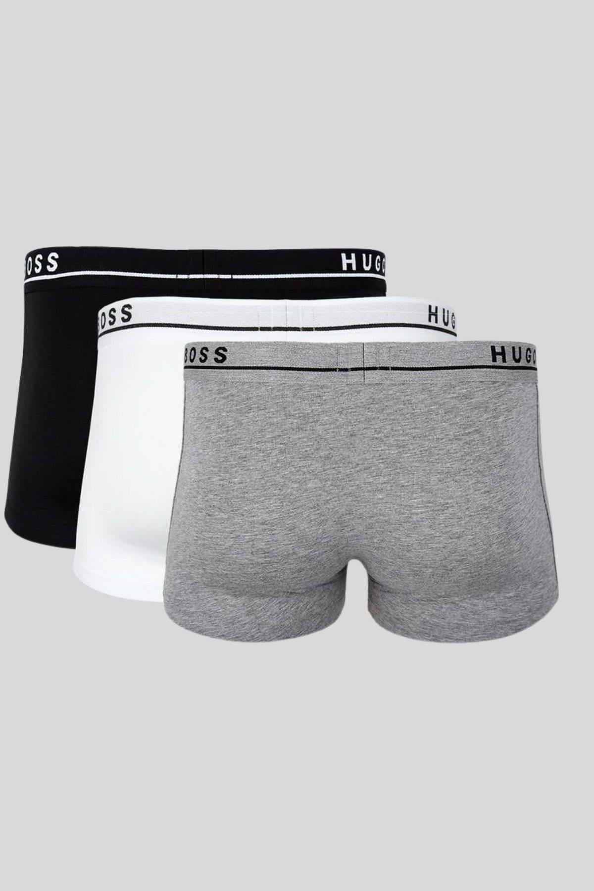 Boss Erkek Logolu Bel Bantlı 3'lü Set Streç Pamuklu Boxer Çok Renkli
