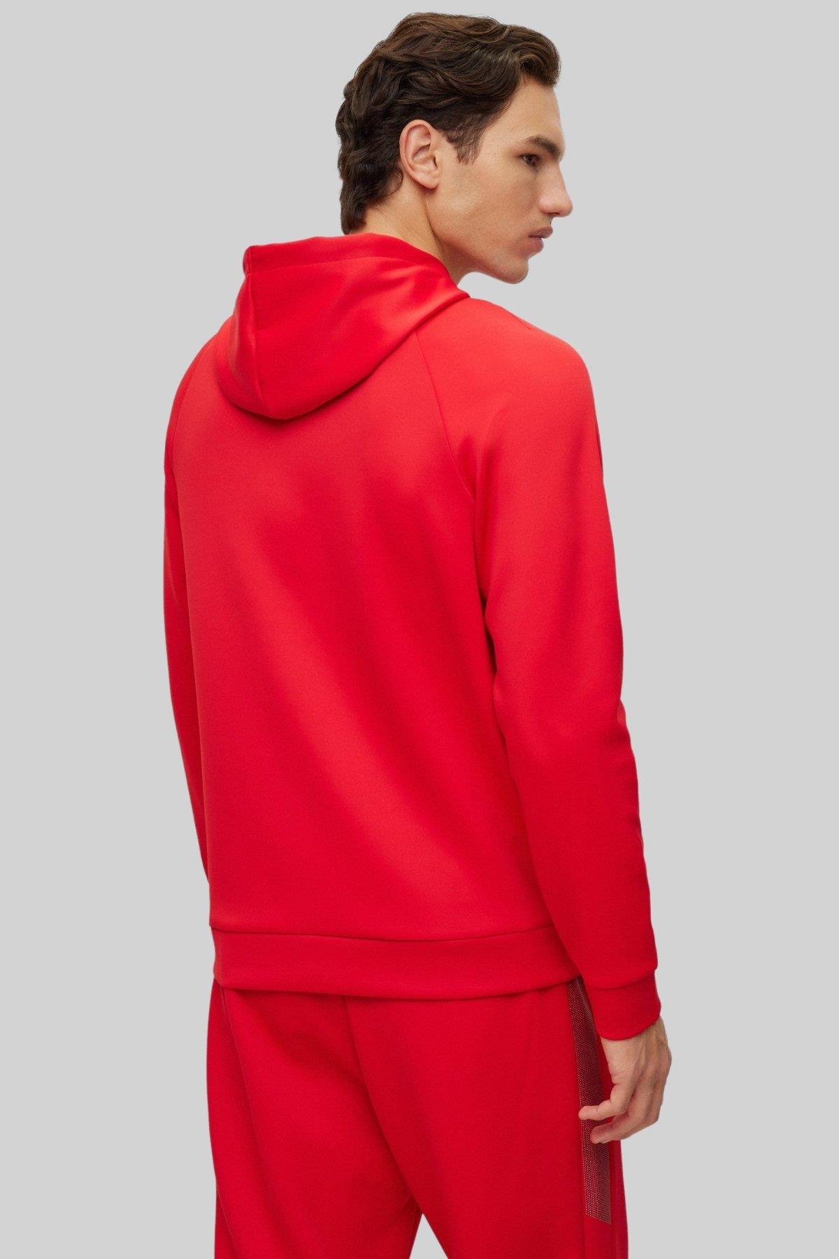 Boss Erkek Regular Fit Kapşonlu Sweatshirt Kırmızı