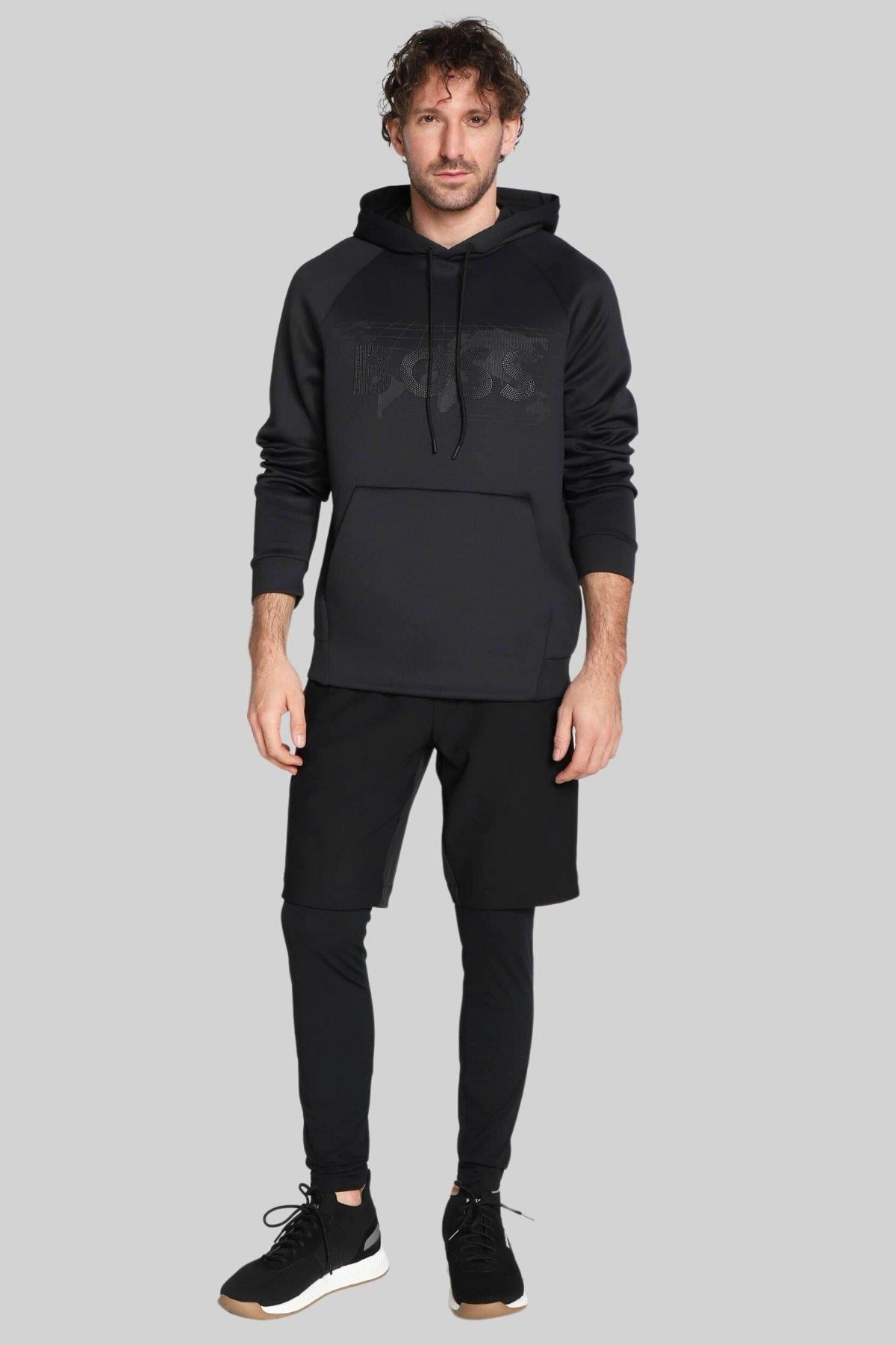 Boss Erkek Regular Fit Kapşonlu Sweatshirt Siyah