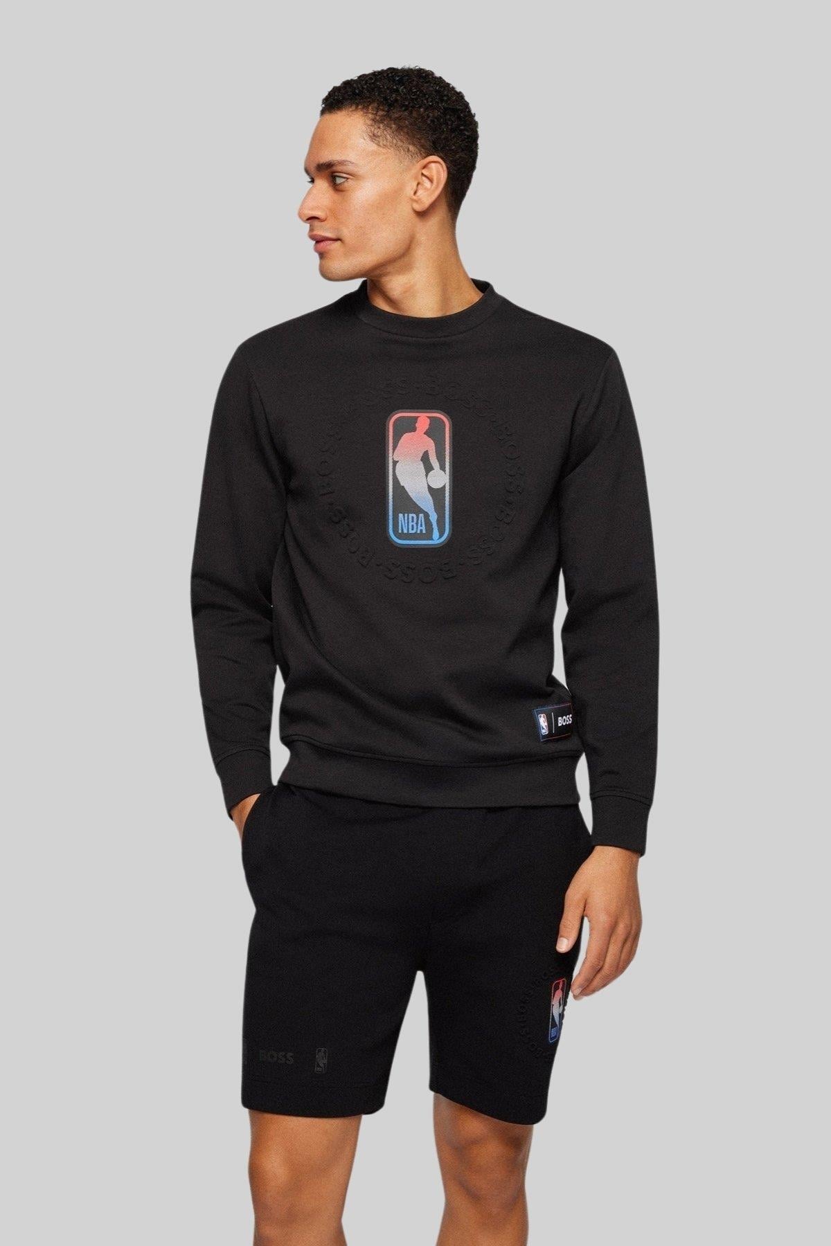 Boss Erkek Regular Fit NBA Windmill Sweatshirt Siyah