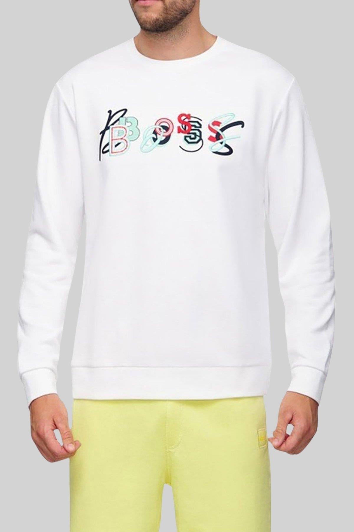 Boss Erkek Regular Fit Welogocrew Sweatshirt Beyaz