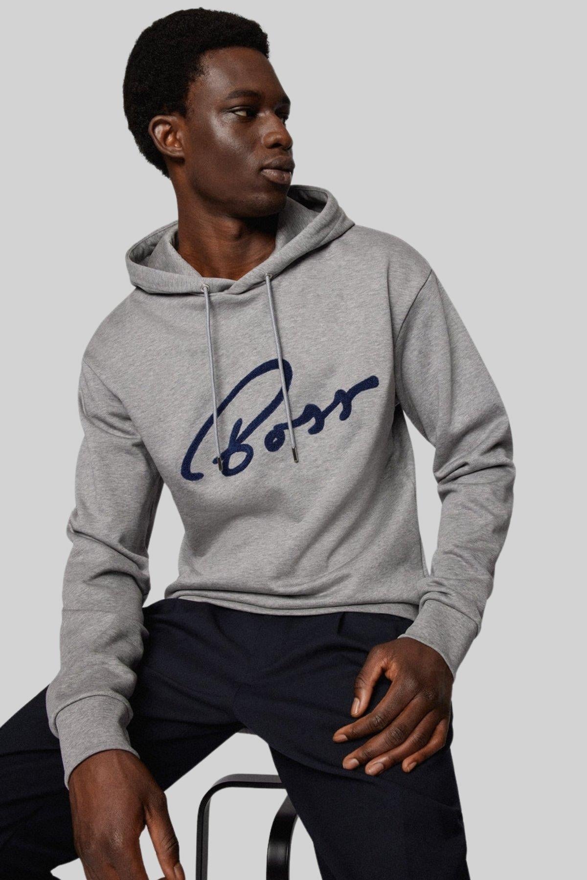 Boss Erkek Seeger 84 Regular Fit Sweatshirt Gri