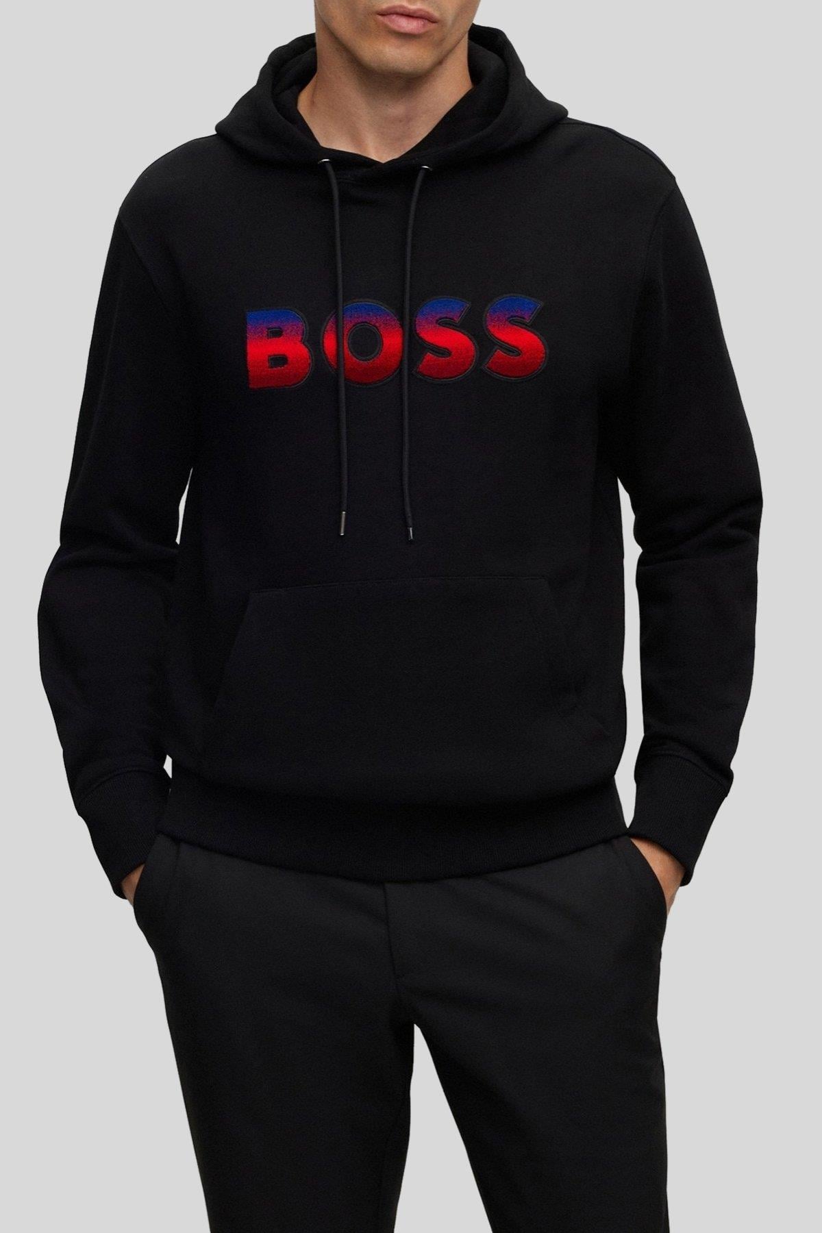Boss Kapüşonlu Regular Fit Erkek Sweatshirt Siyah