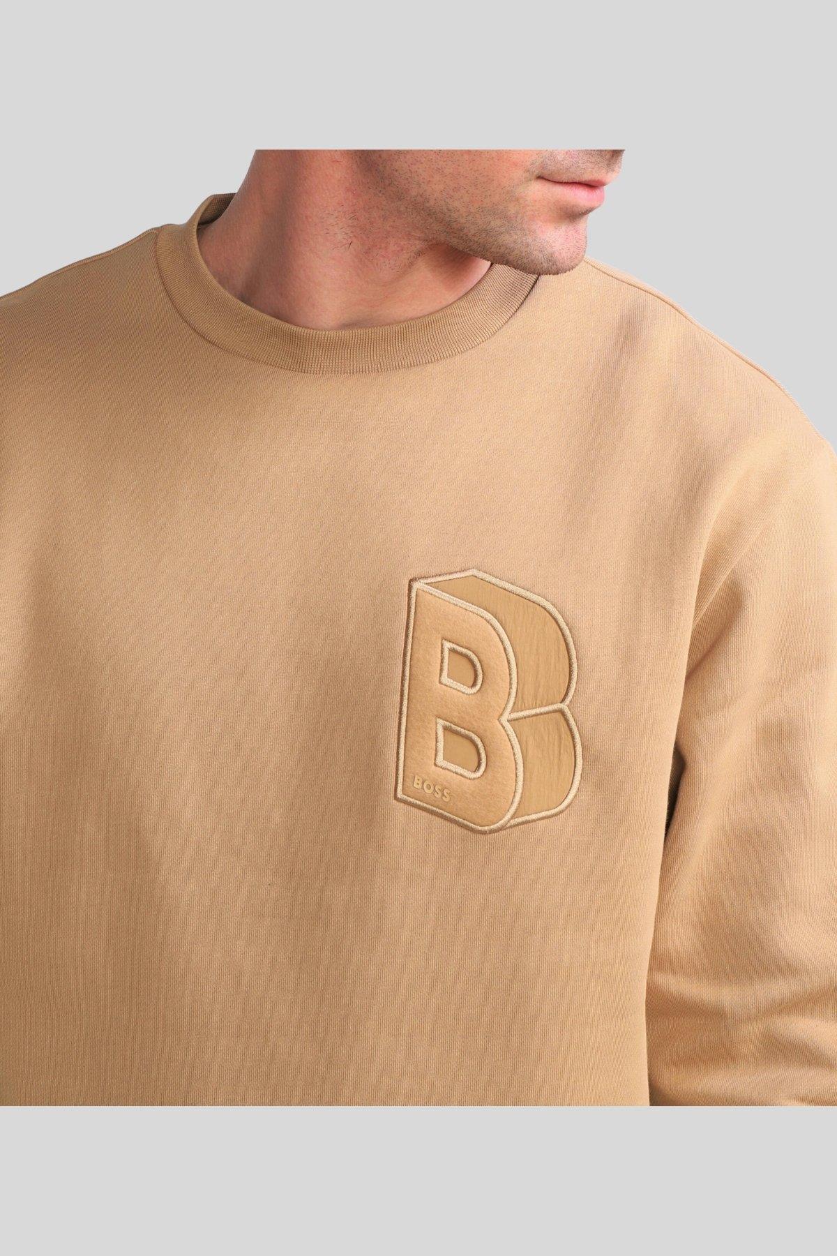Boss Marka Logo İşlemeli Stadler Sweatshirt Bej
