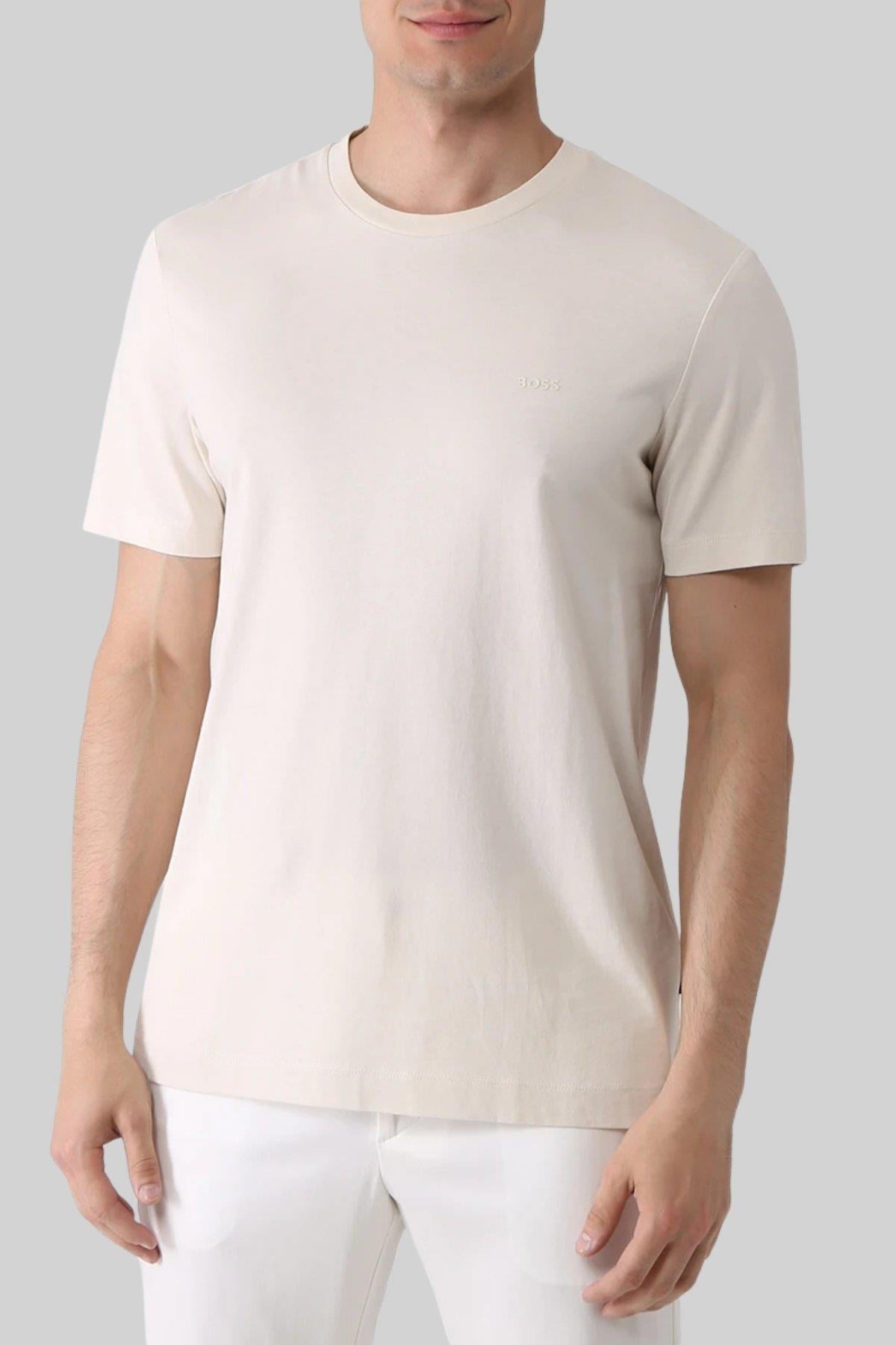 Boss Regular Fit  Bisiklet Yaka Erkek T-Shirt Bej