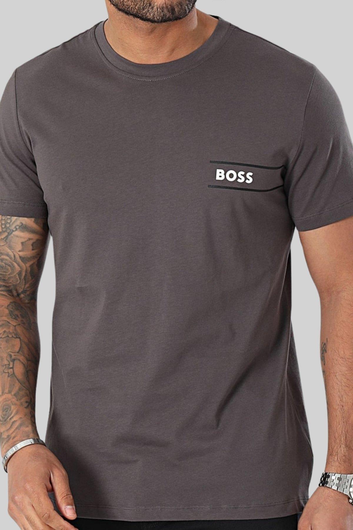 Boss Regular Fit Bisiklet Yaka Erkek T-Shirt Gri