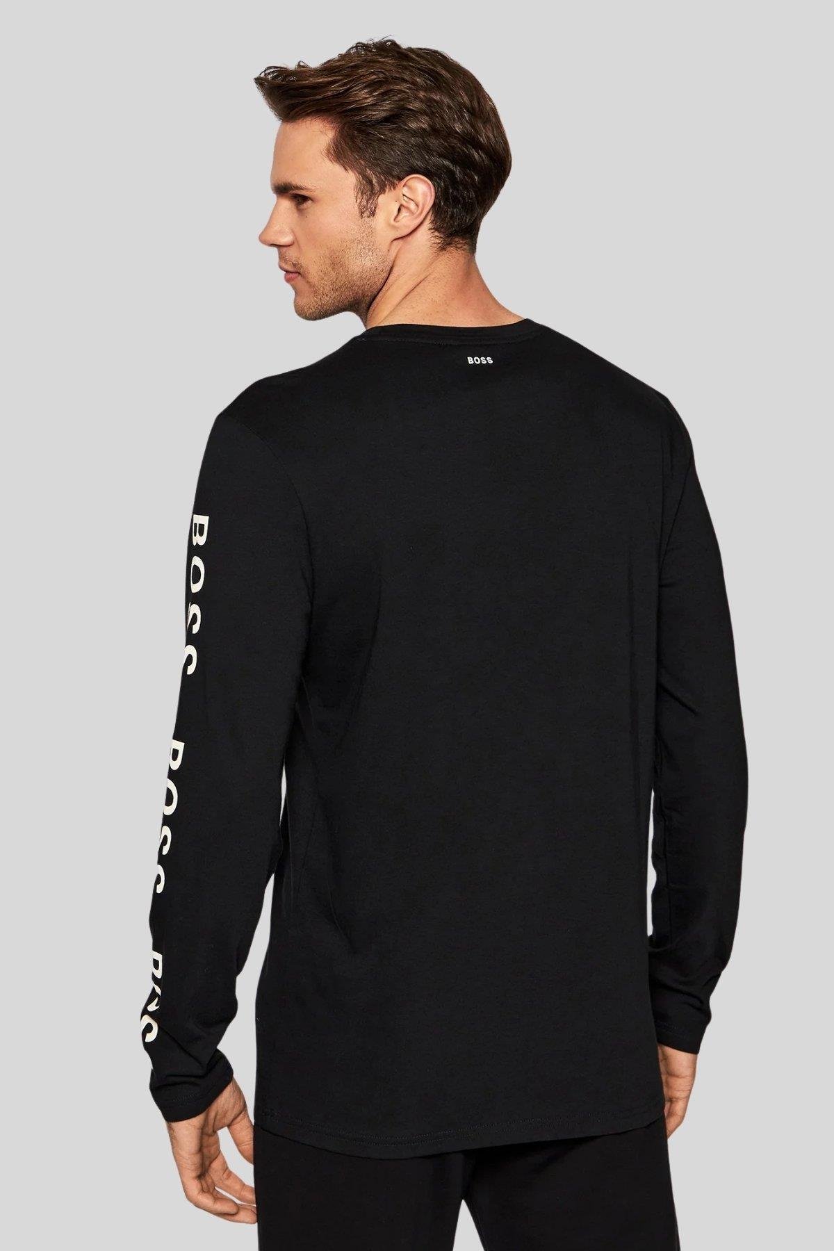 Boss Regular Fit Bisiklet Yaka Uzun Kol Erkek T-Shirt Siyah