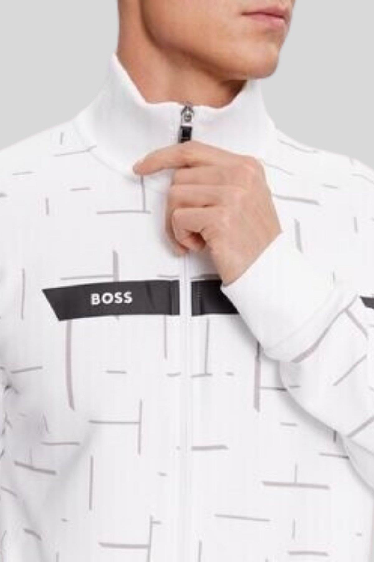 Boss Regular Fit Dik Yaka Erkek Spor Ceket Beyaz 100