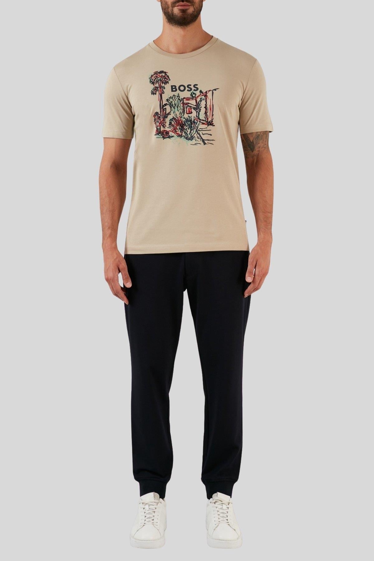 Boss Regular Fit Erkek T-Shirt Bej