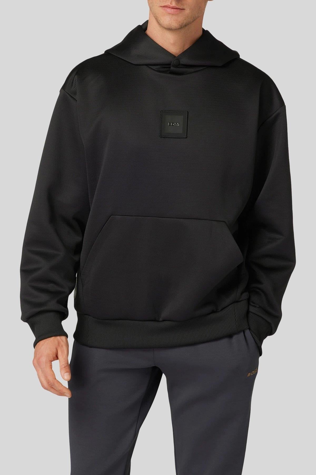 Boss Regular Fit Kapüşonlu Sweat Siyah