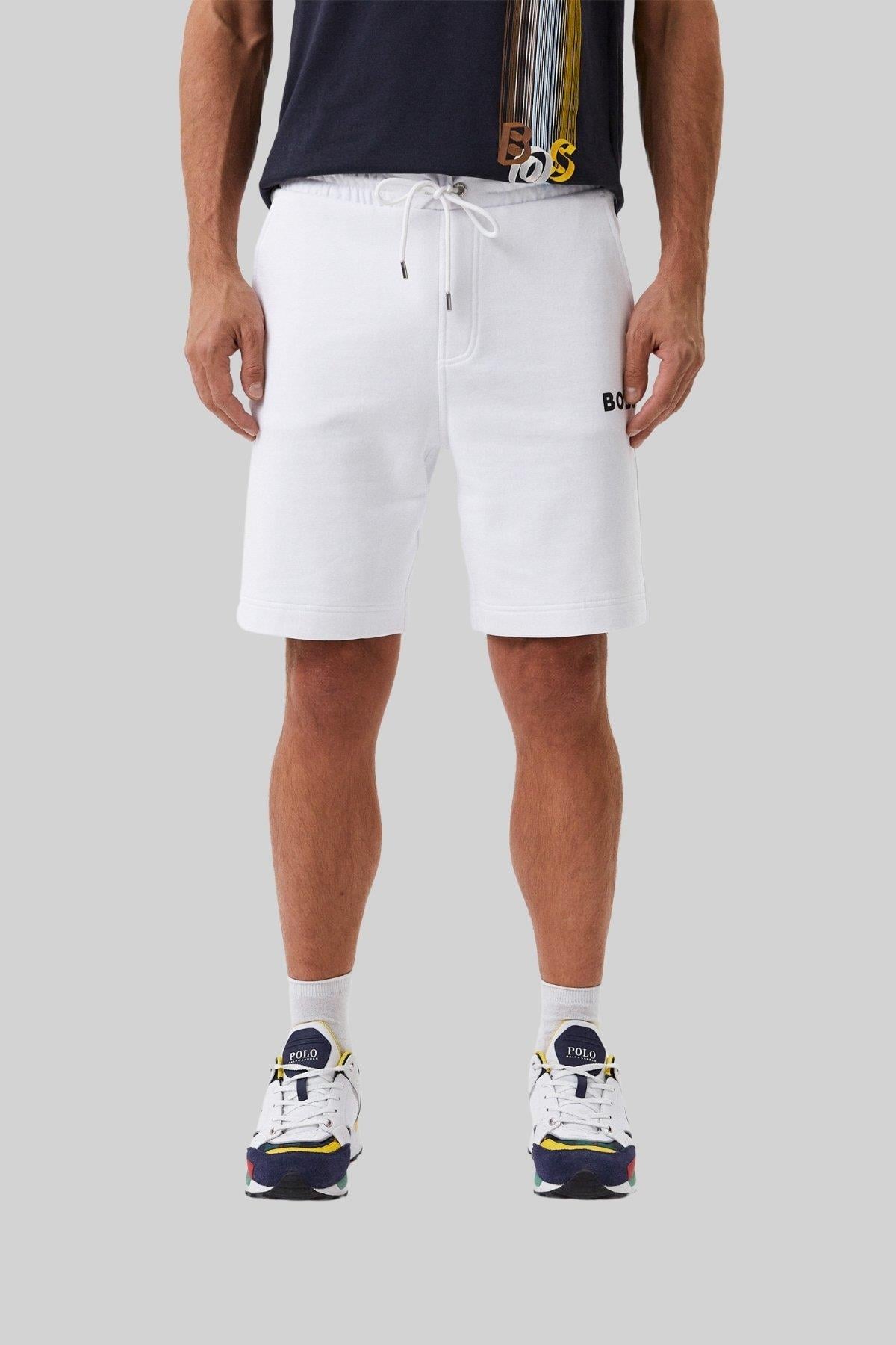 Boss Regular Fit Marka Logolu Erkek Şort Beyaz