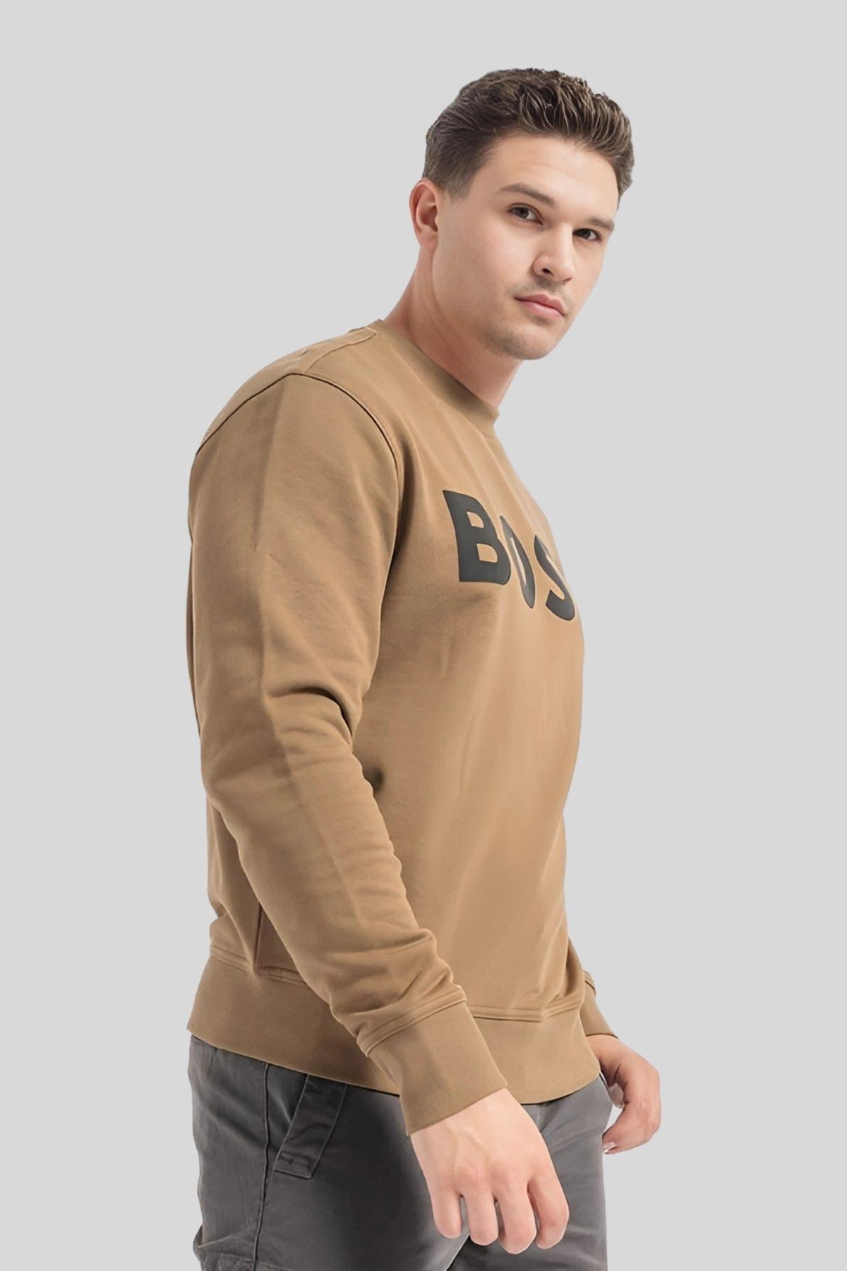 Boss Regular Fit Pamuklu Erkek Sweatshirt Bej