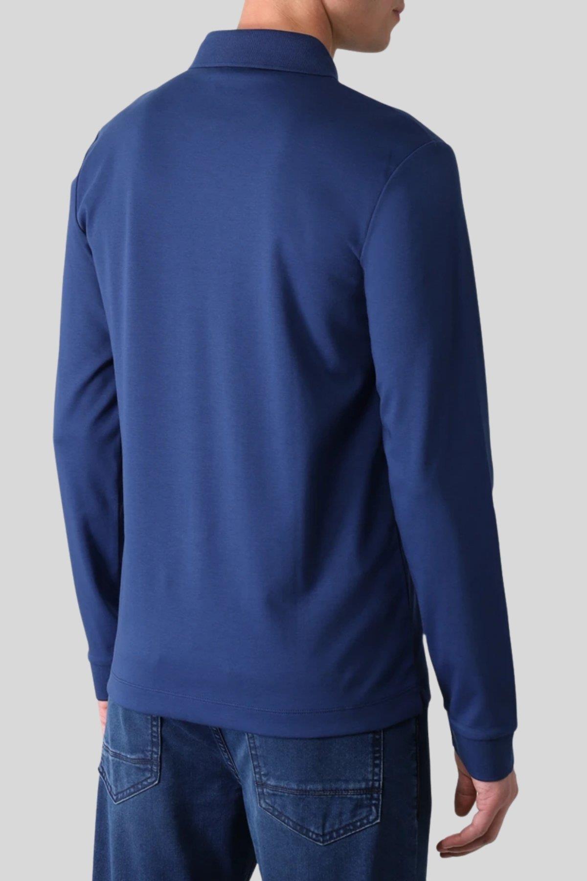 Boss Regular Fit Polo Yaka Uzun Kol Erkek T-Shirt Mavi