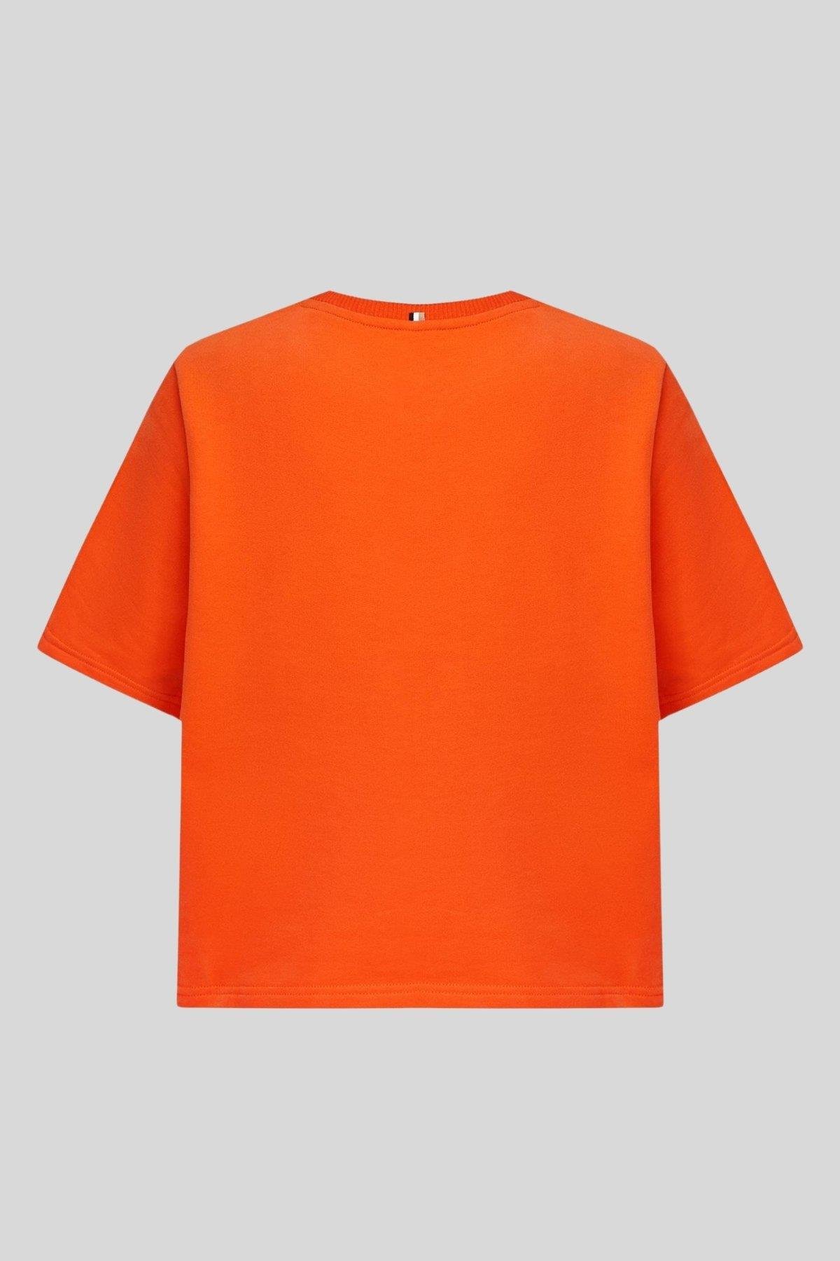 Boss Regular Fit Yuvarlak Yaka Logolu Kadın T-Shirt Turuncu