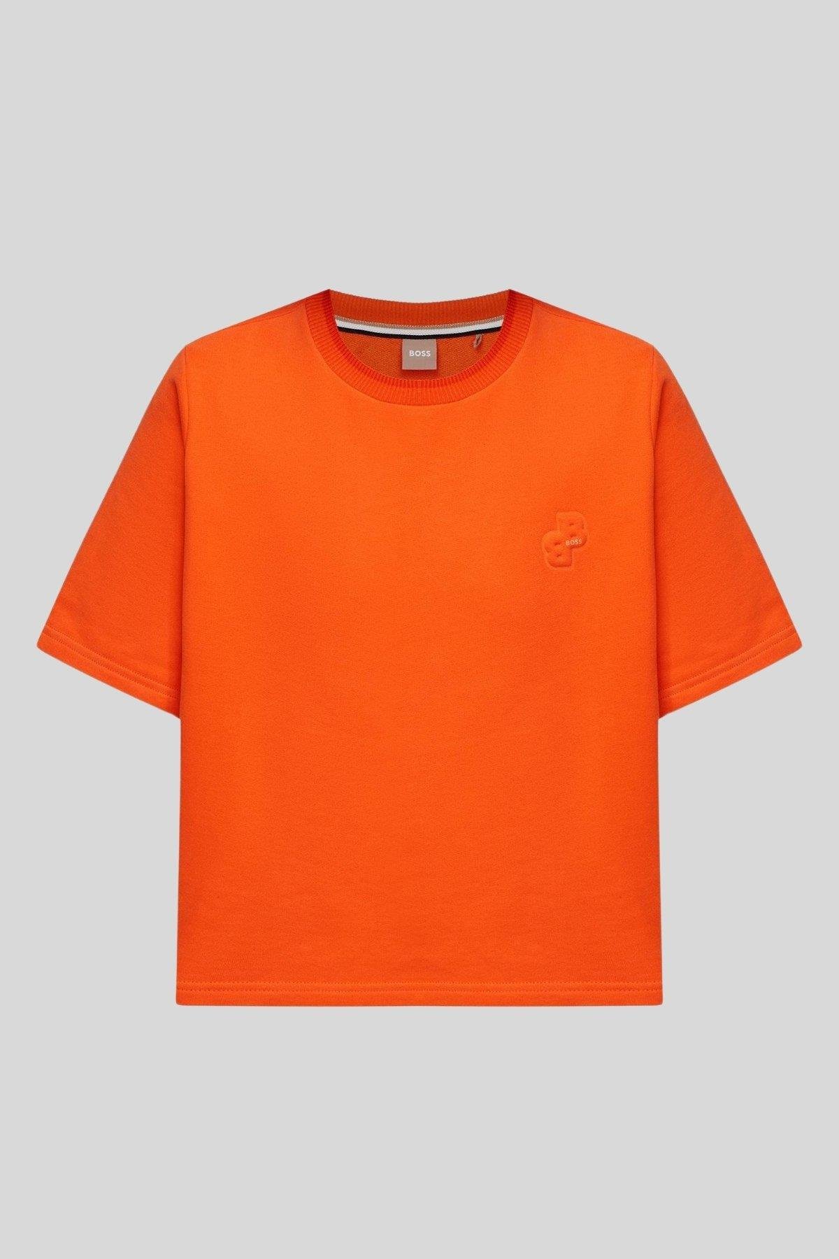 Boss Regular Fit Yuvarlak Yaka Logolu Kadın T-Shirt Turuncu