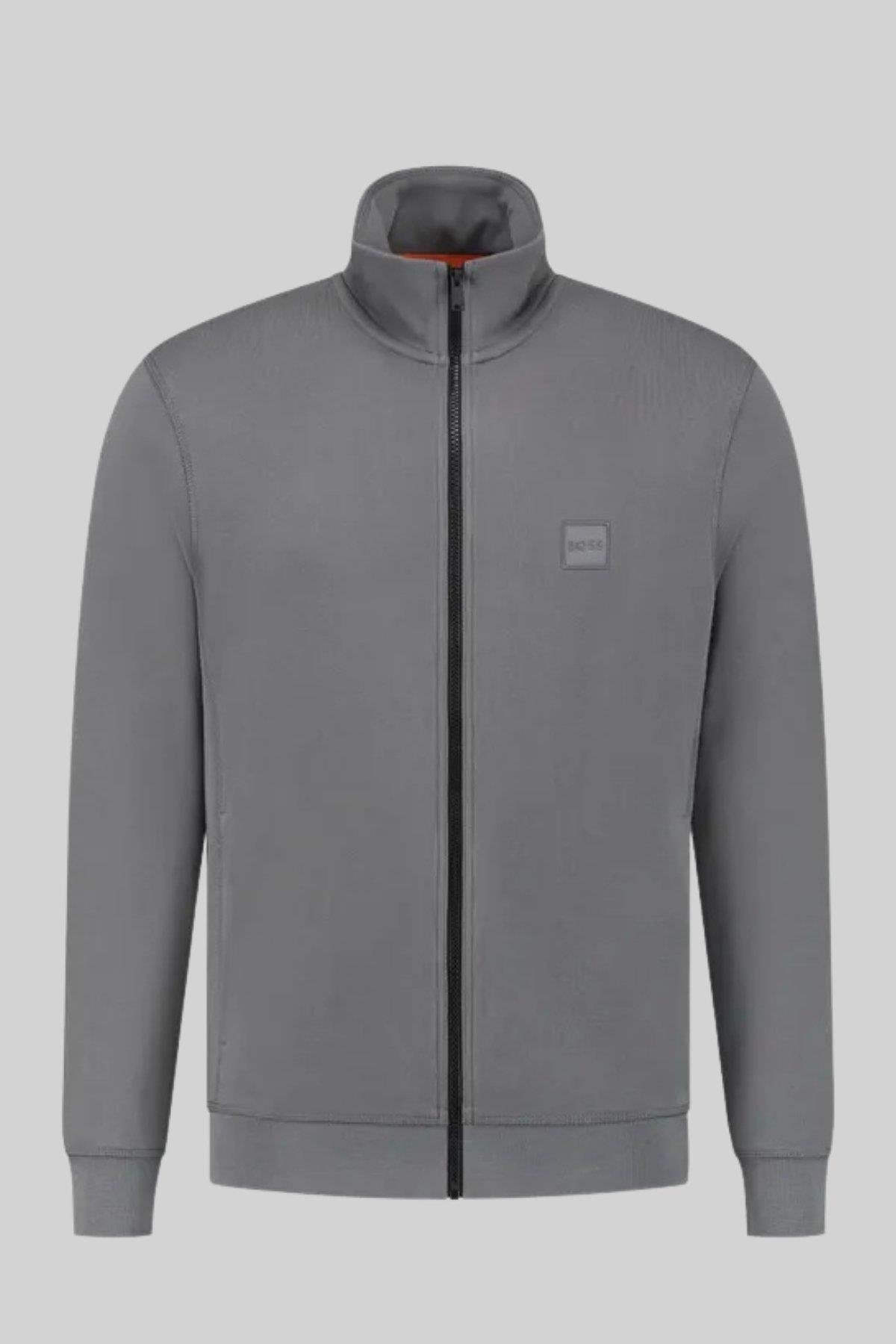 Boss Regular Fit Zestart Dik Yaka Erkek Hırka Gri