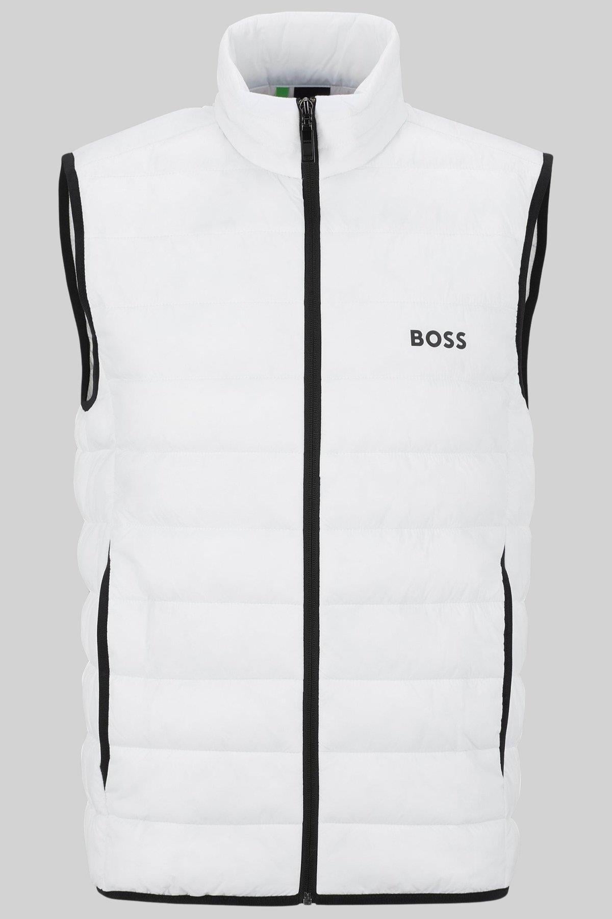 Boss Su Geçirmez Regular Fit Dik Yaka Erkek Yelek Beyaz
