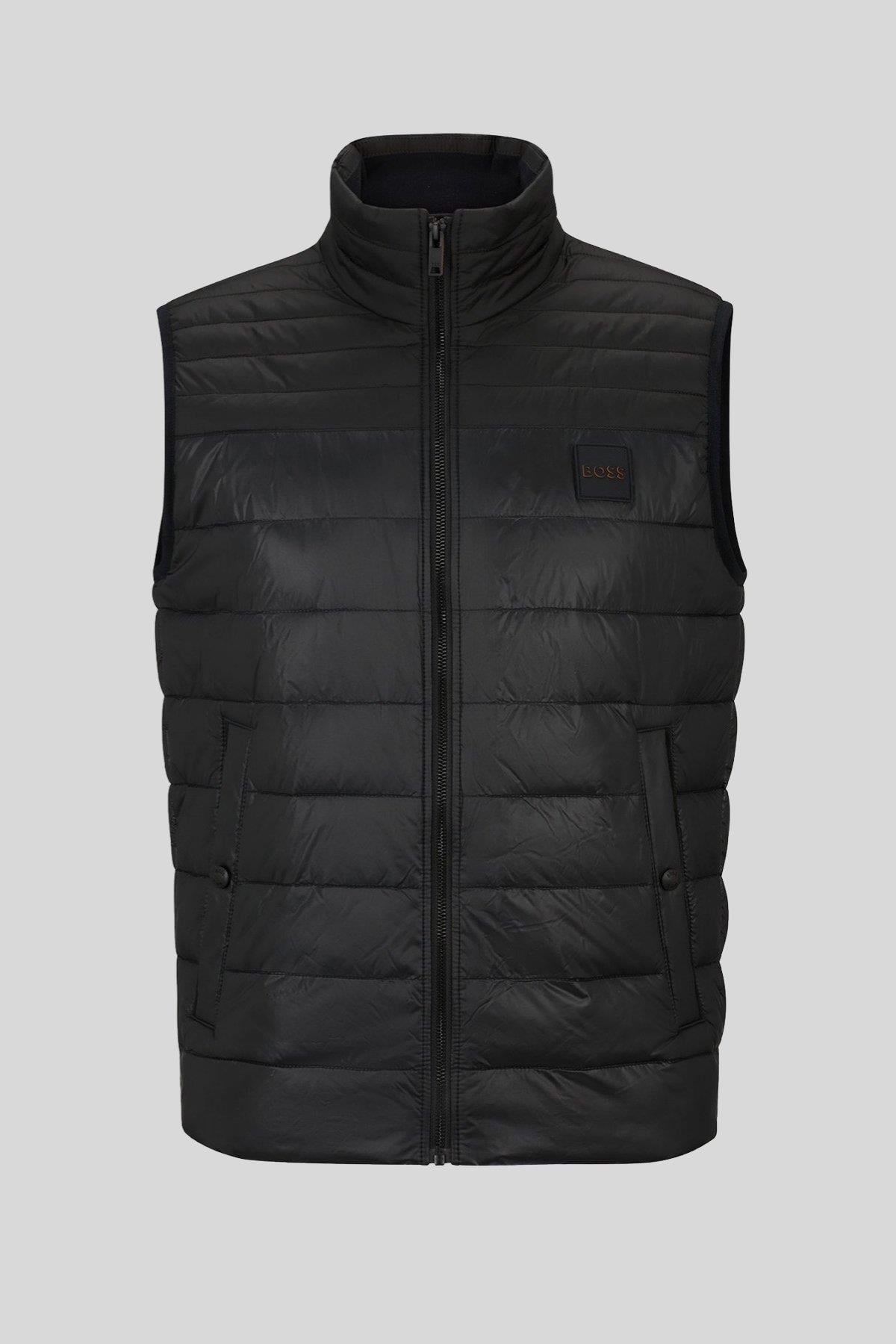 Boss Su Tutmaz Regular Fit Dik Yaka Şişme Erkek Yelek Siyah