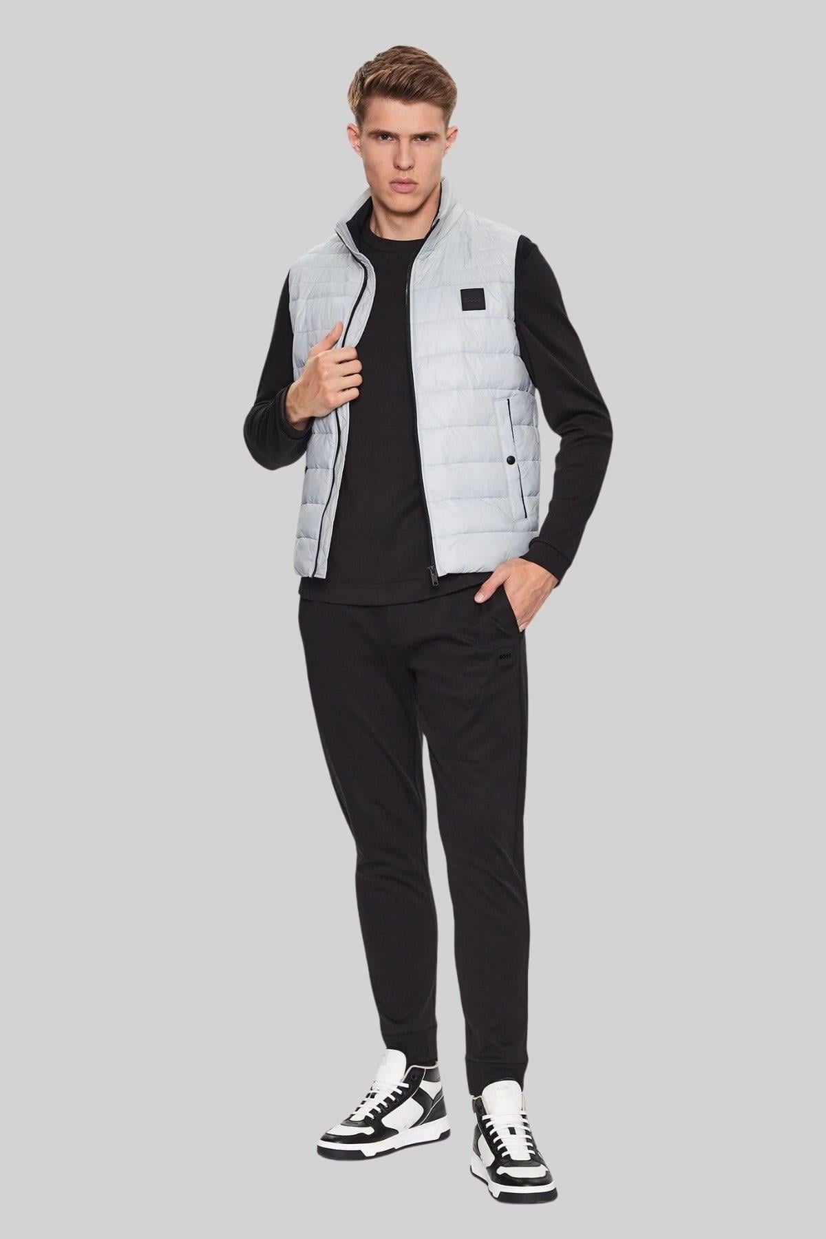 Boss Su Tutmaz Regular Fit Dik Yaka Şişme Erkek Yelek Gri