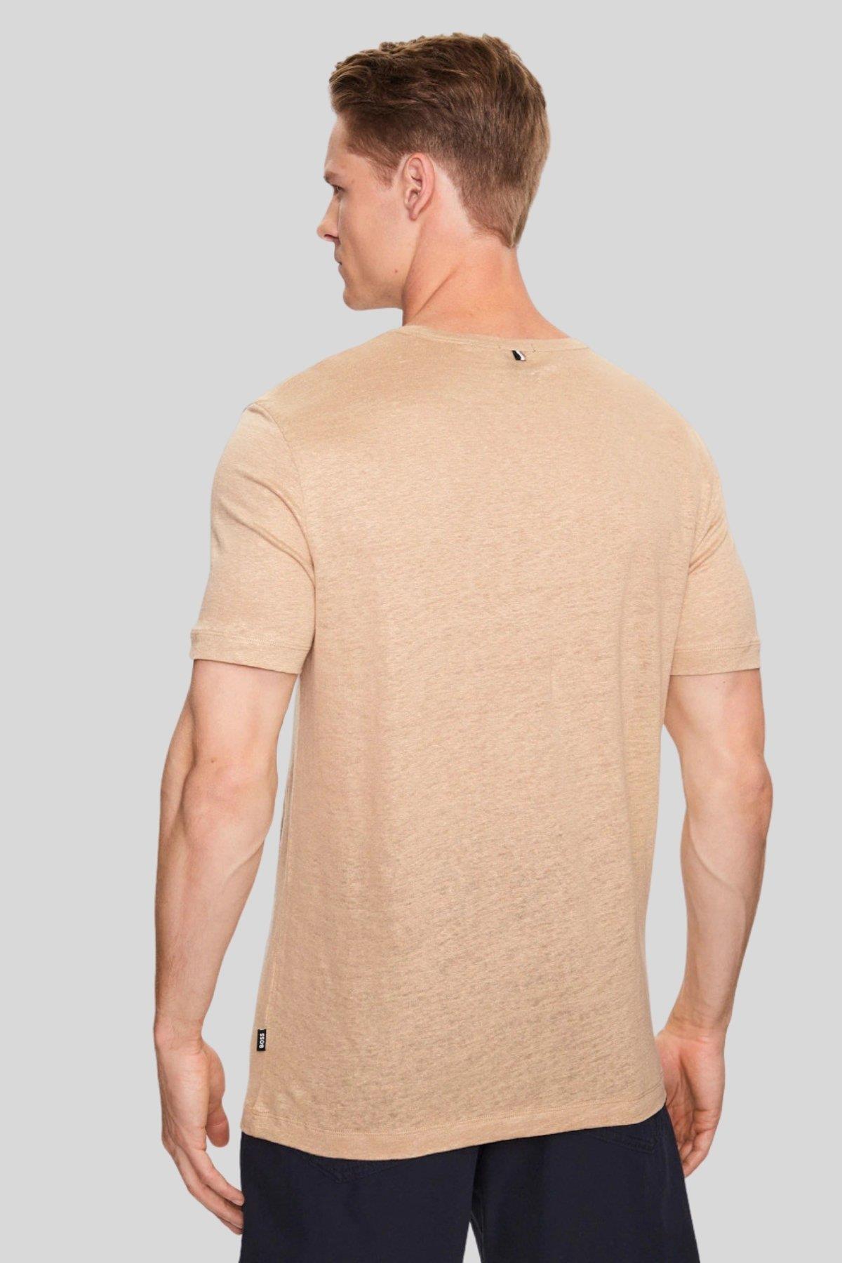 Boss Tiburt Bisiklet Yaka Erkek T-Shirt Bej