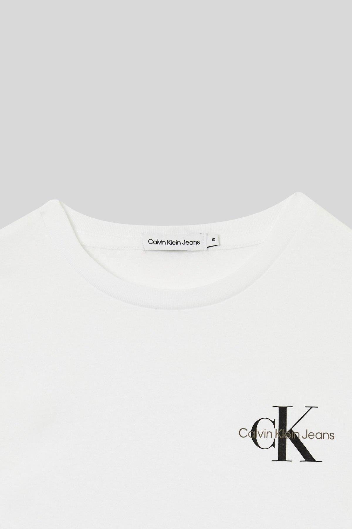 Calvin Klein Erkek Çocuk Monogram Bisiklet Yaka Kısa Kollu T-Shirt Beyaz