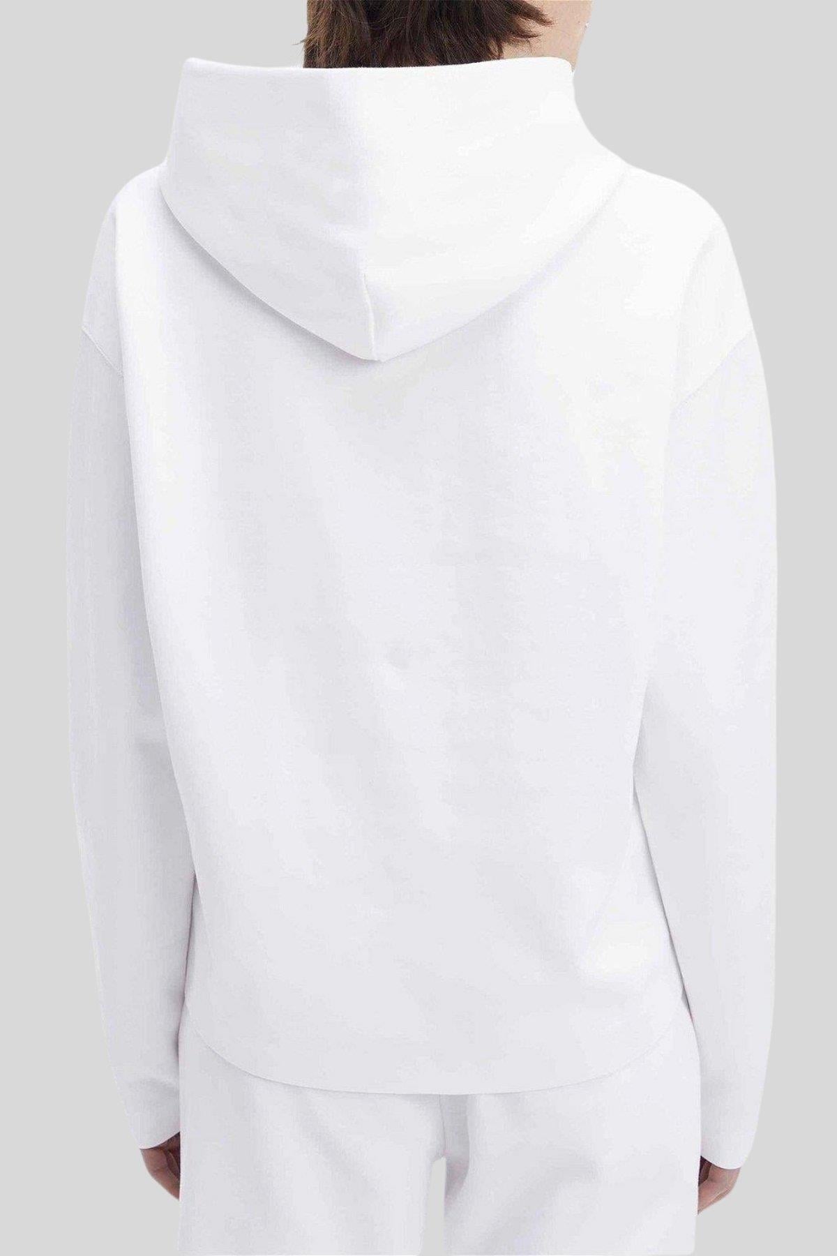 Calvin Klein Erkek Regular Fit Marka Logolu Kapüşonlu Sweatshirt Beyaz